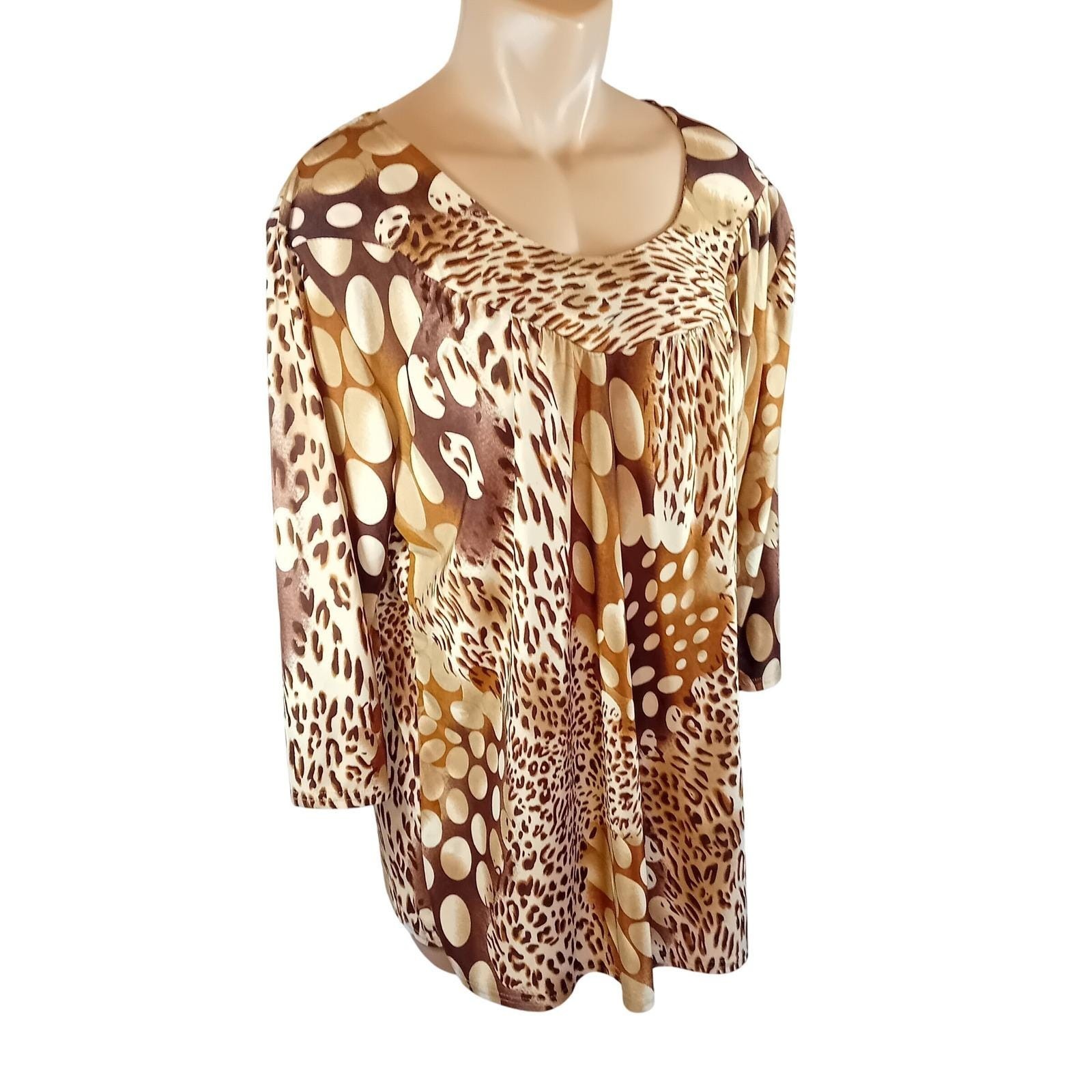 Vintage Y2K Plus Size C.O.C. Animal Print Tunic Maximalism Bohemian Casual 2XL