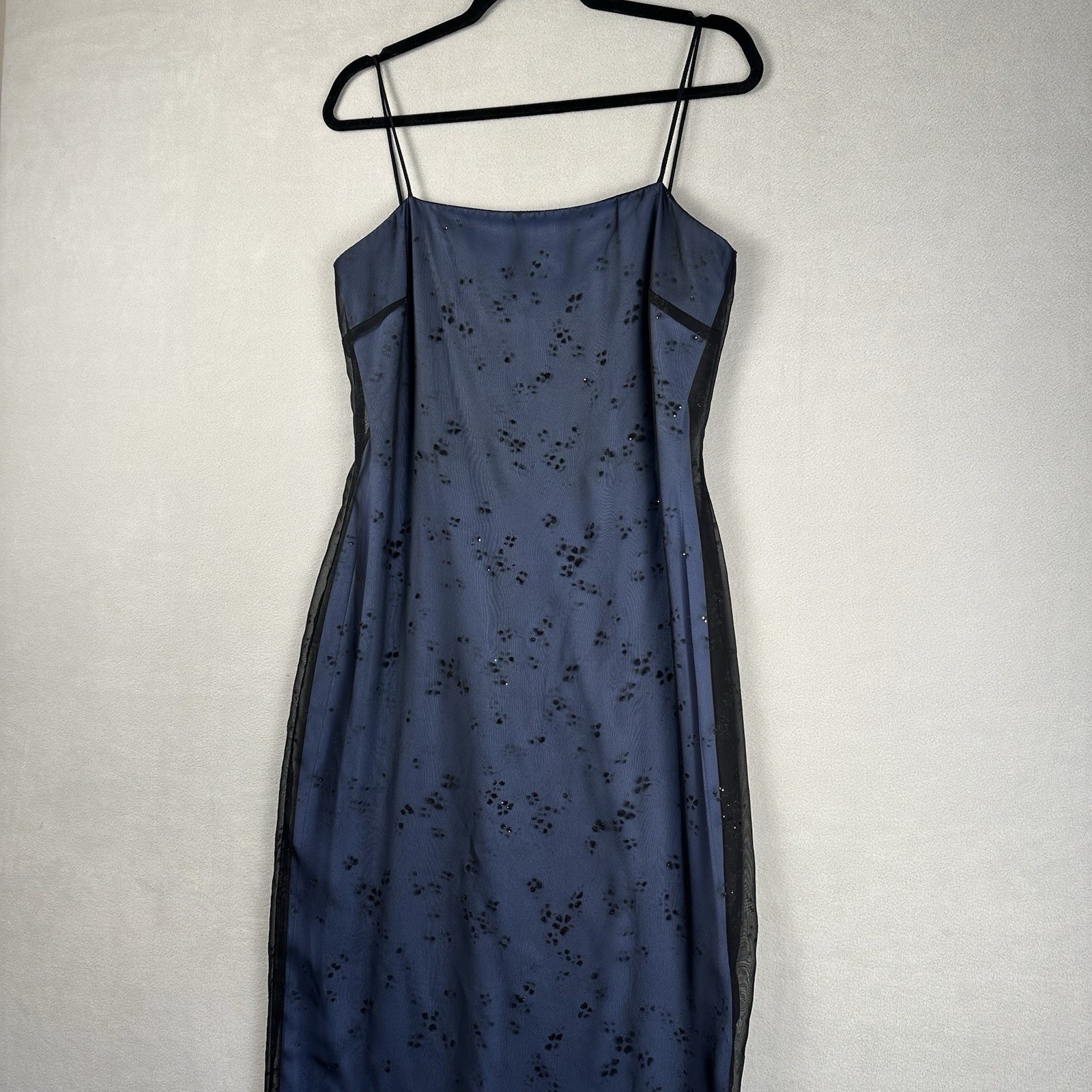 Vtg Arianna By Rachel Kaye Mesh Overlay Dress Sz 10 Blue Blk Sparkle Whimsygoth