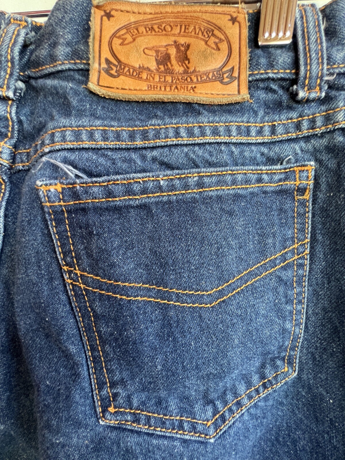 Brittania EL PASO Jeans Leather Patch USA Women Cut A439 Style 6751-2 VINTAGE 14