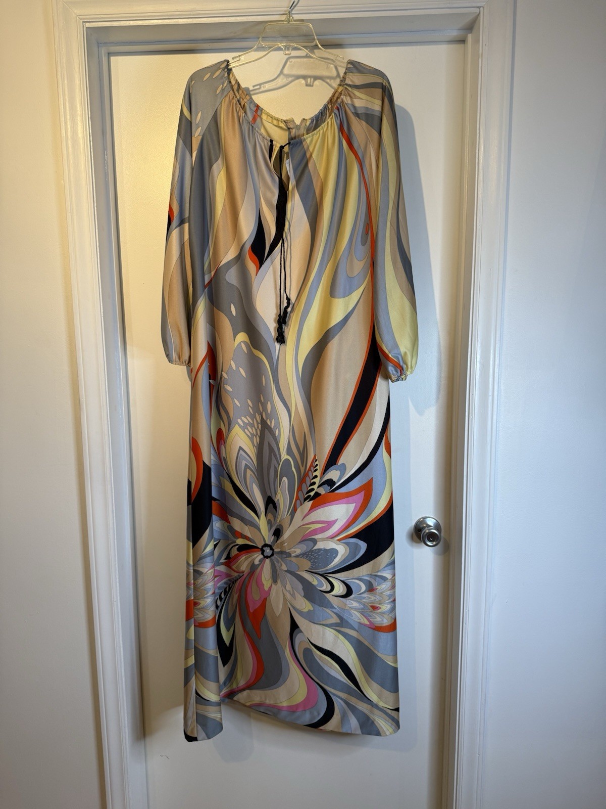 Vintage Carillon New York Caftan Tie At Neck Flower Abstract Print Amazing