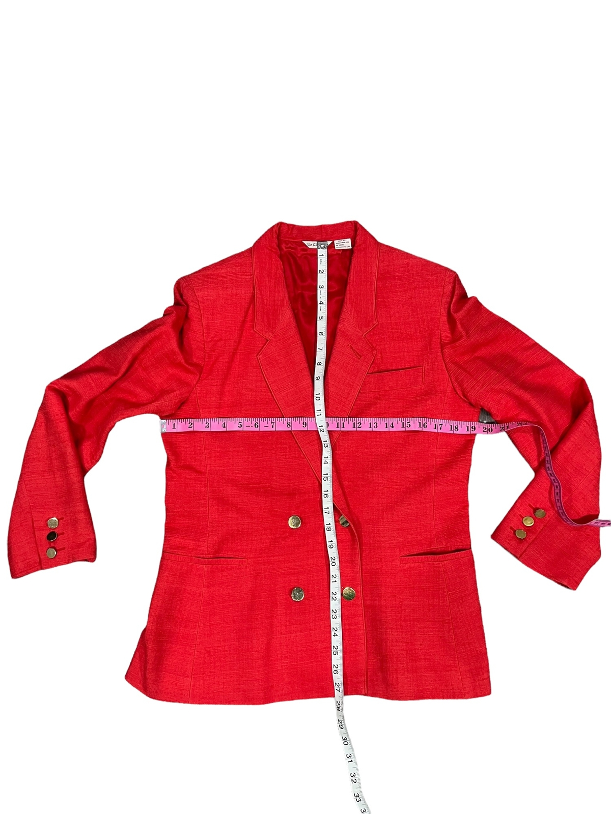 Vintage Liz Claiborne Red Silk Double Breasted Blazer Size 14 See Measurements