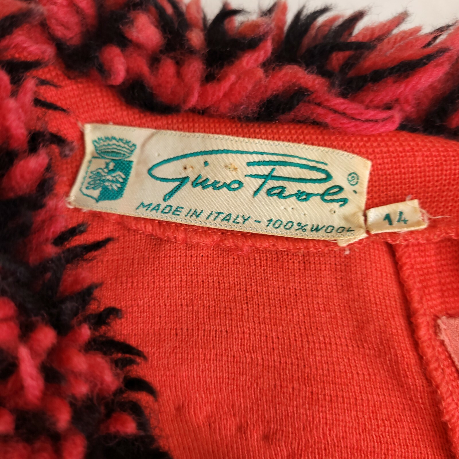 VTG 60s Gino Paoli Pink Peach Wool Knit 2 Pc Suit Loopy Yarn Detail Size 14