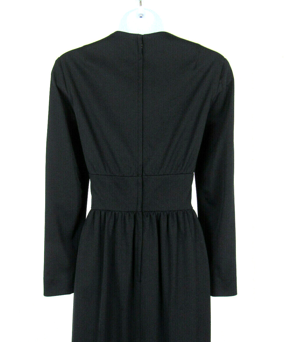 VTG 1960s JOHN OF CALIFORNIA BLACK SIZE 10 MAXI DRESS POLYESTER LONG SLEEVE