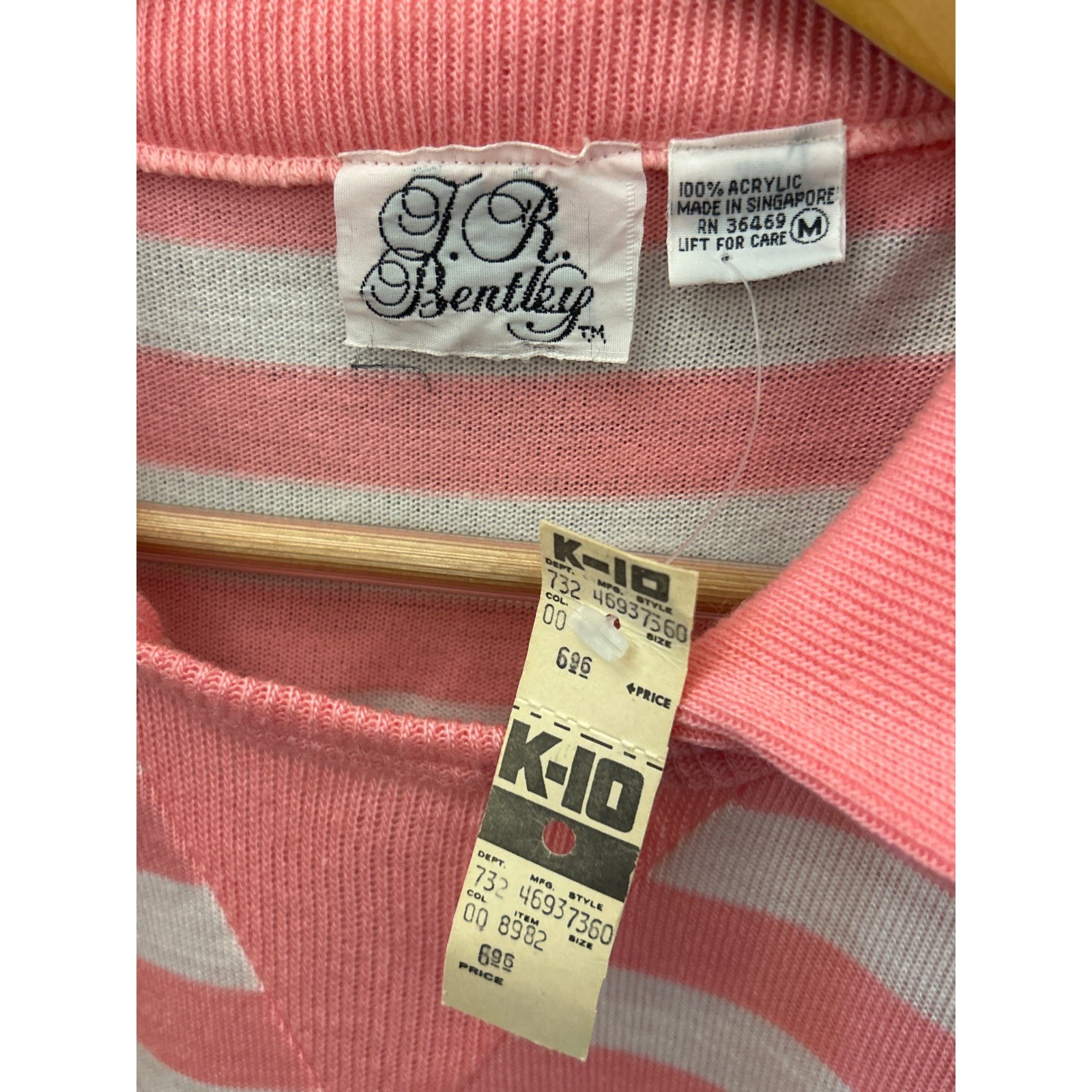 Vintage J.R. Bentley Striped Polo Sweater Preppy Coquette Retro 80s Academic