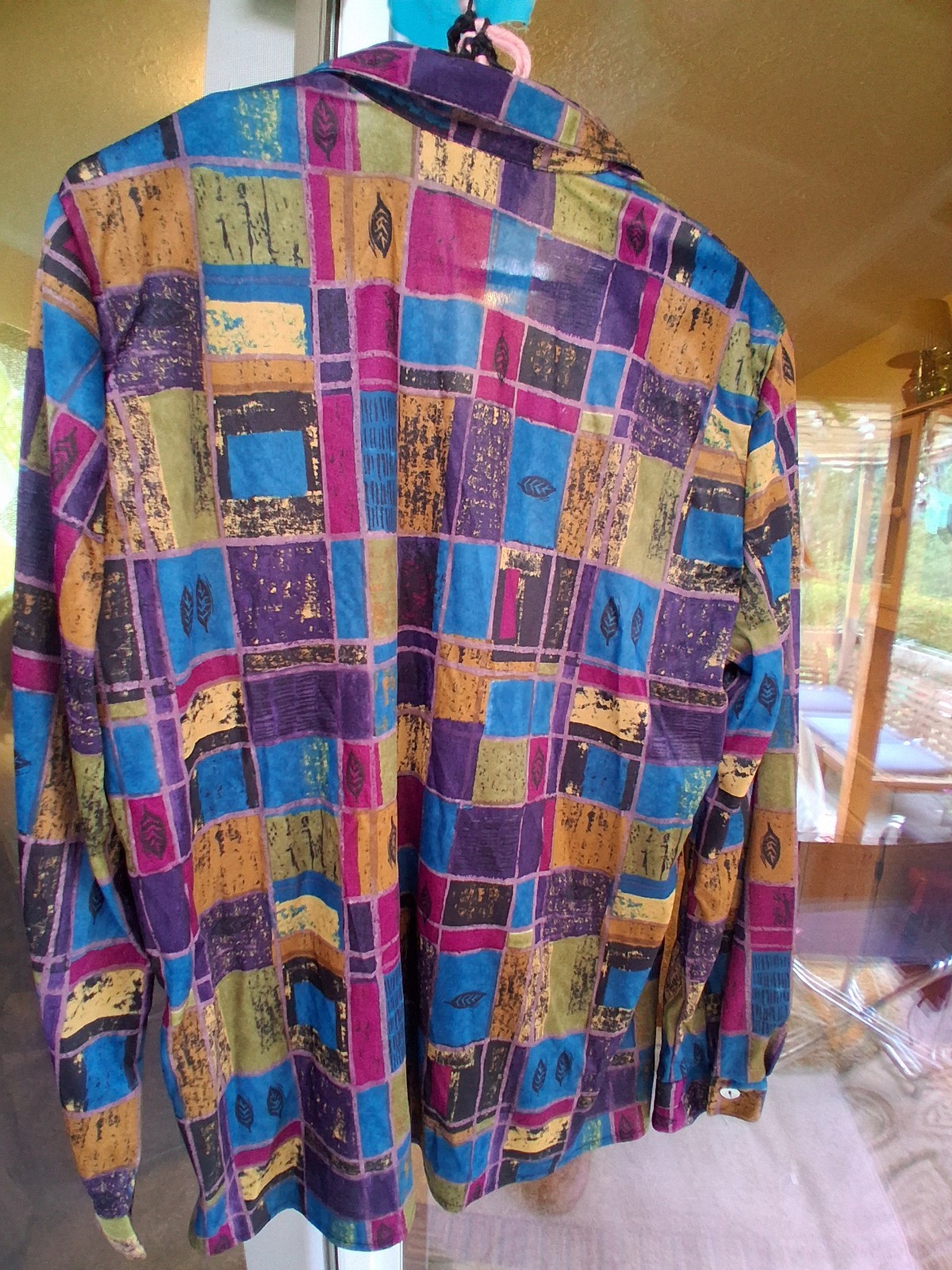 Funky 70s 80s Geeky Button Up Blouse Multicolor Size Large