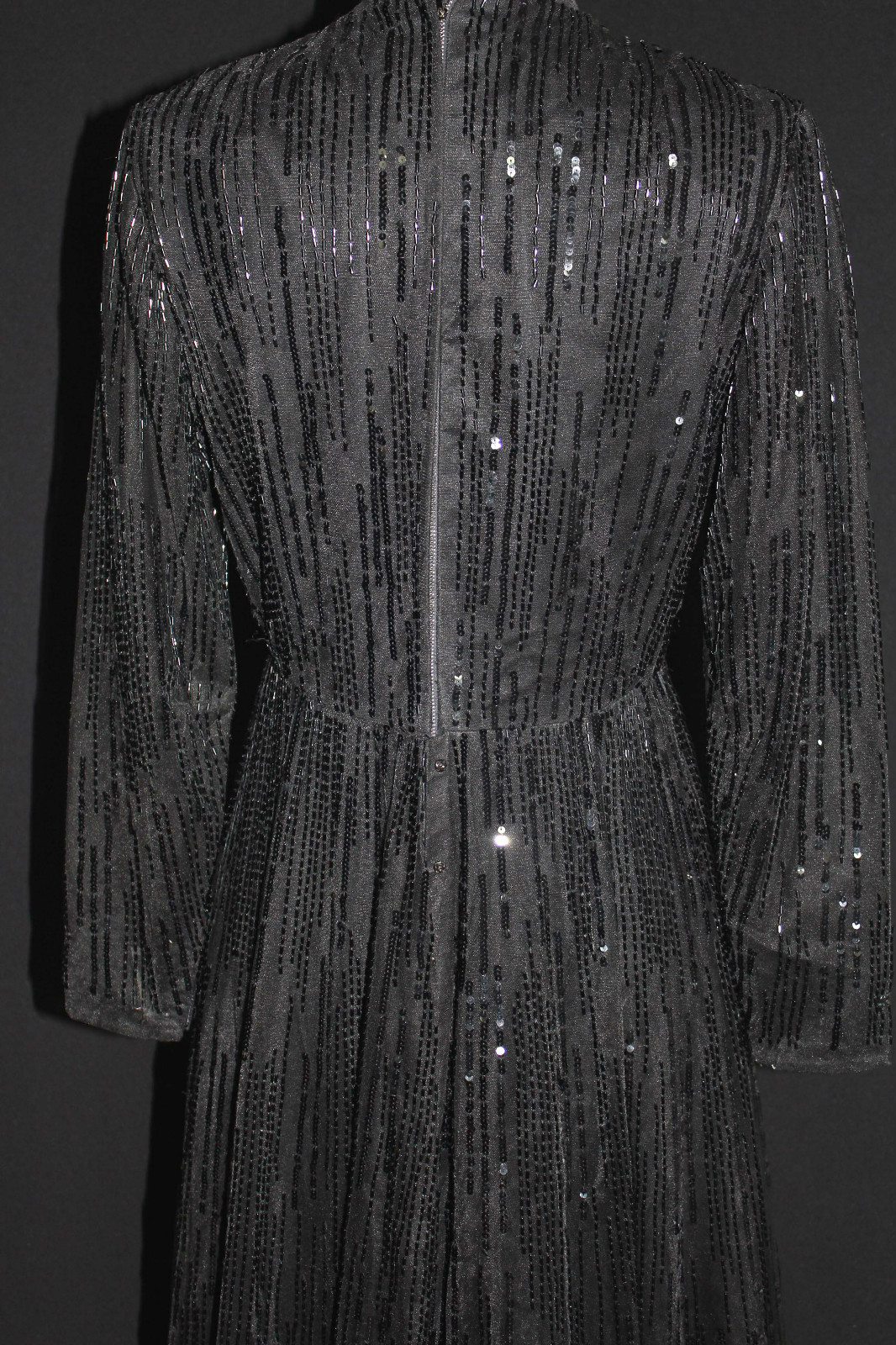 RARE DESIGNER VINTAGE 1960’S BLACK BEADED EVENING GOWN „VERA HICKS” SIZE 4-6