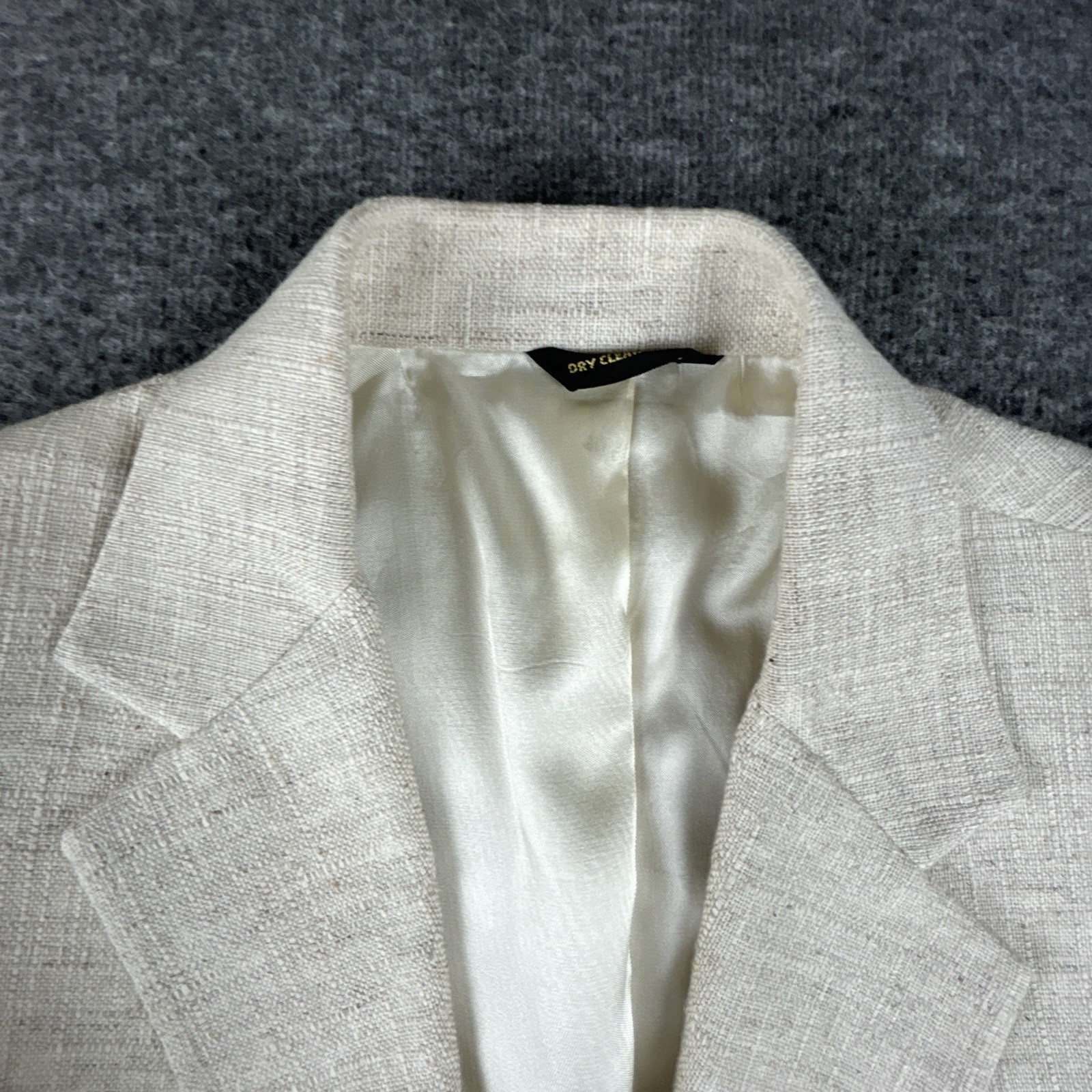 Vintage Linen Blazer Women’s Size M (8-10) Ivory Beige 2-Button Jacket Summer