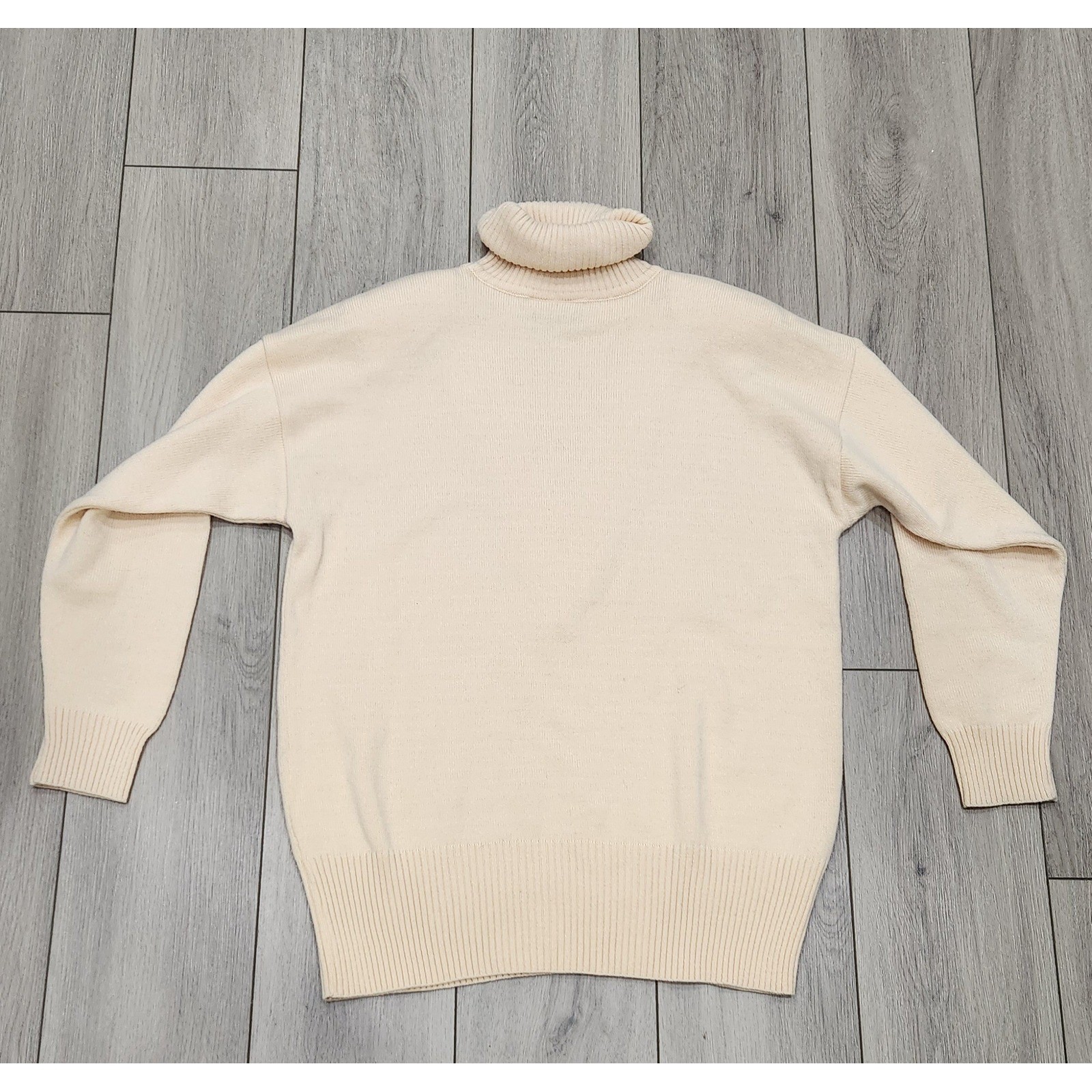 Vintage Liz Claiborne Lambswool Blend Turtleneck Sweater Cream/Peach Women’s M