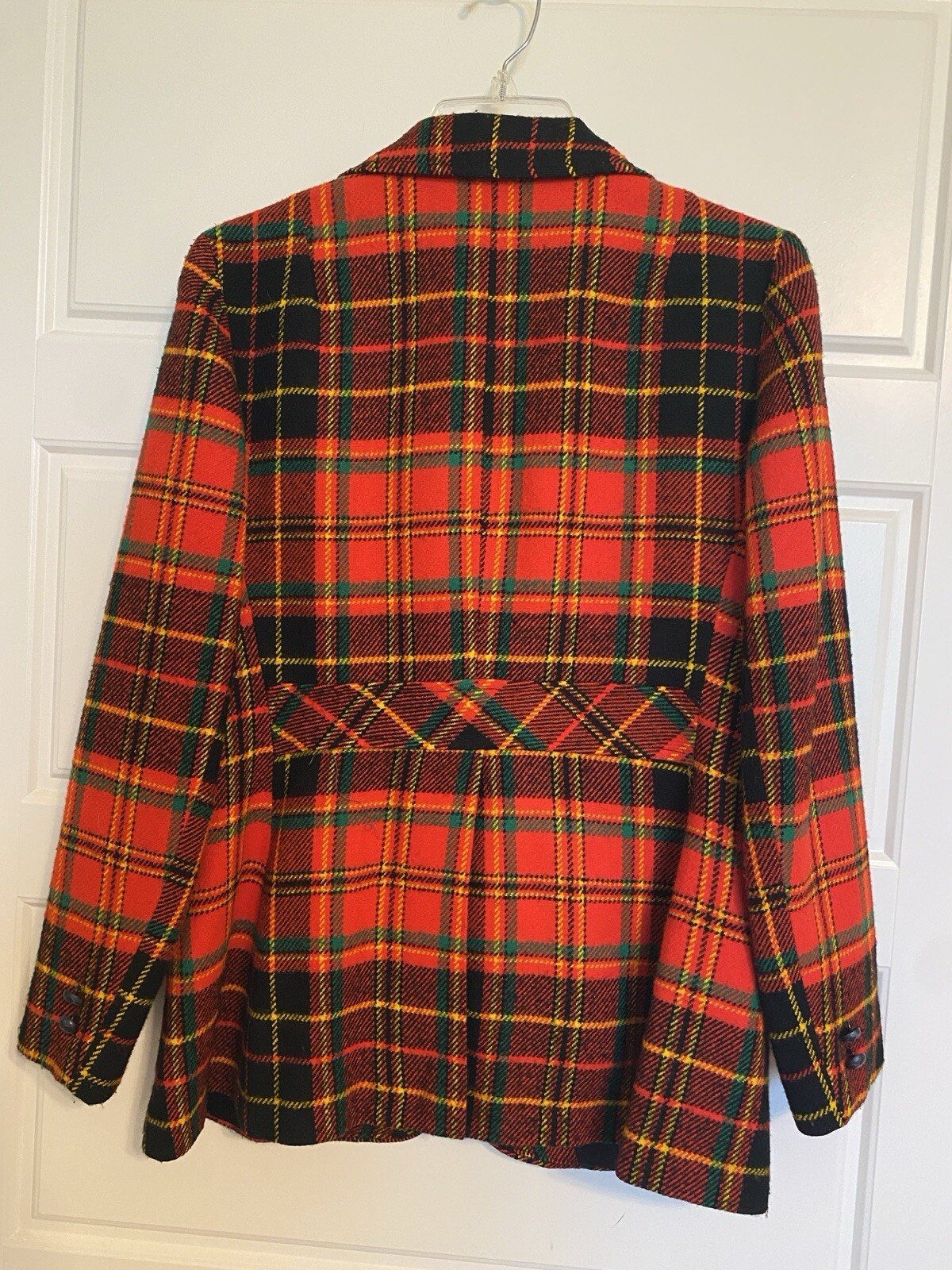 Peerless of Boston VTG Jacket 1970s Plaid 13 14 Retro Red Green Yellow Black