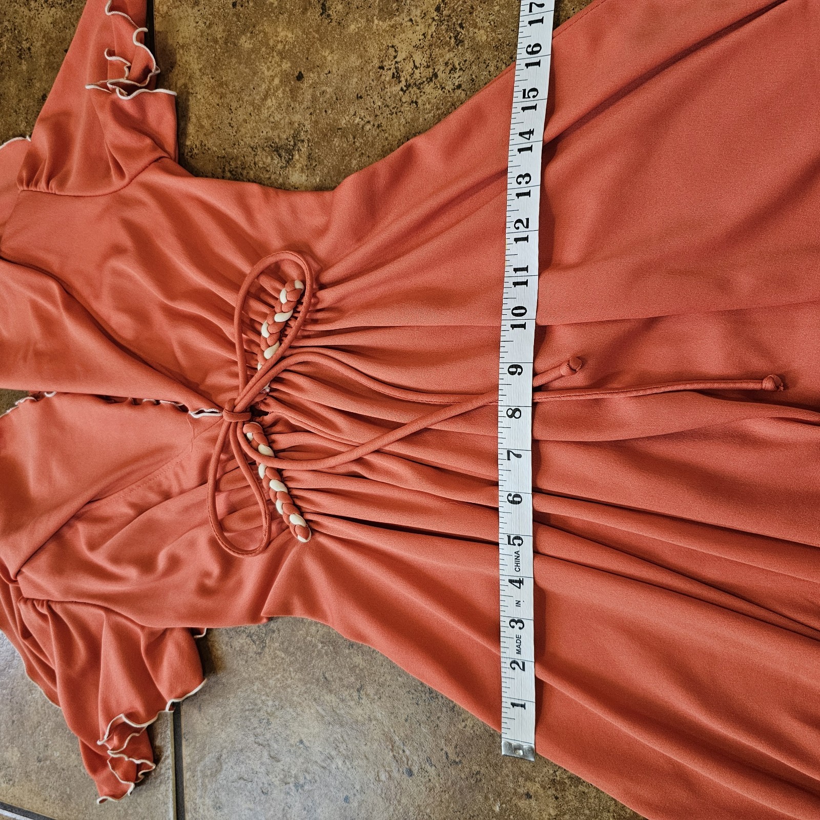 Vintage 70s Maxi Dress Boho Flowy Peach Ruffles Union Made Romantic Coquette