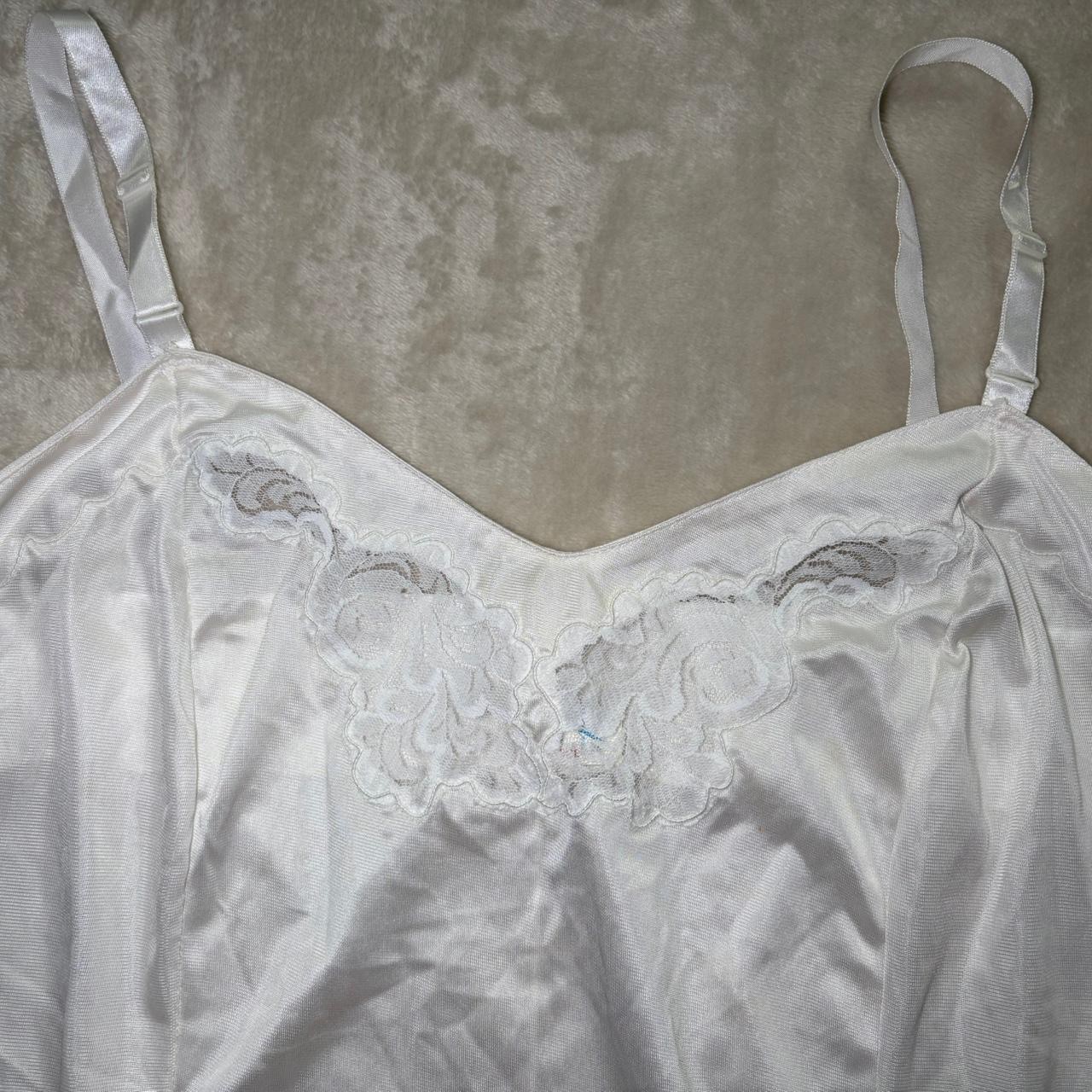 Vintage Lingerie by Vincent Slip Cami Top Size 42 White Lace Trim Nylon 70s 80s