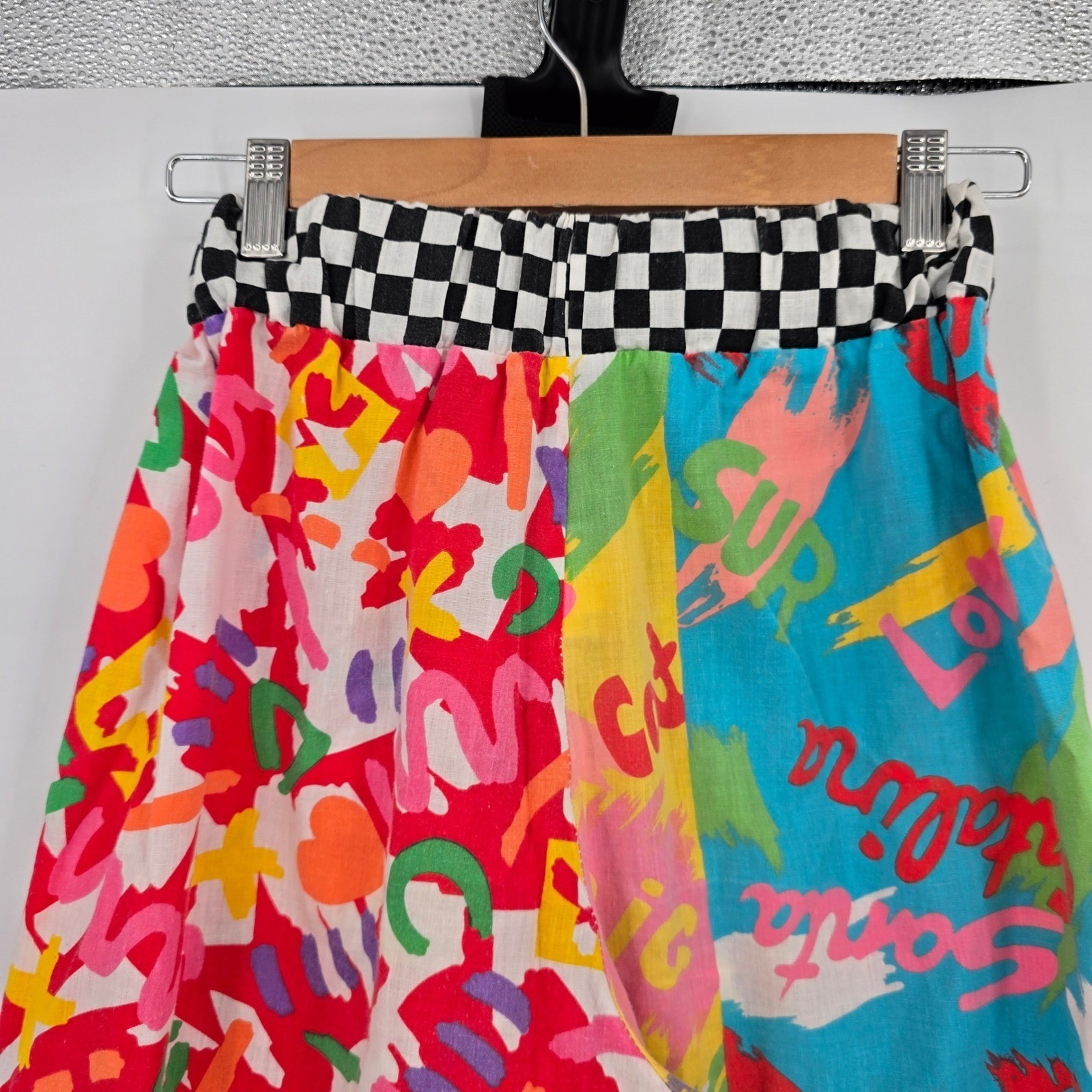 Vintage Knitwaves Shorts Womens XS/Small Multicolor Patchwork Checkered 80s 90s