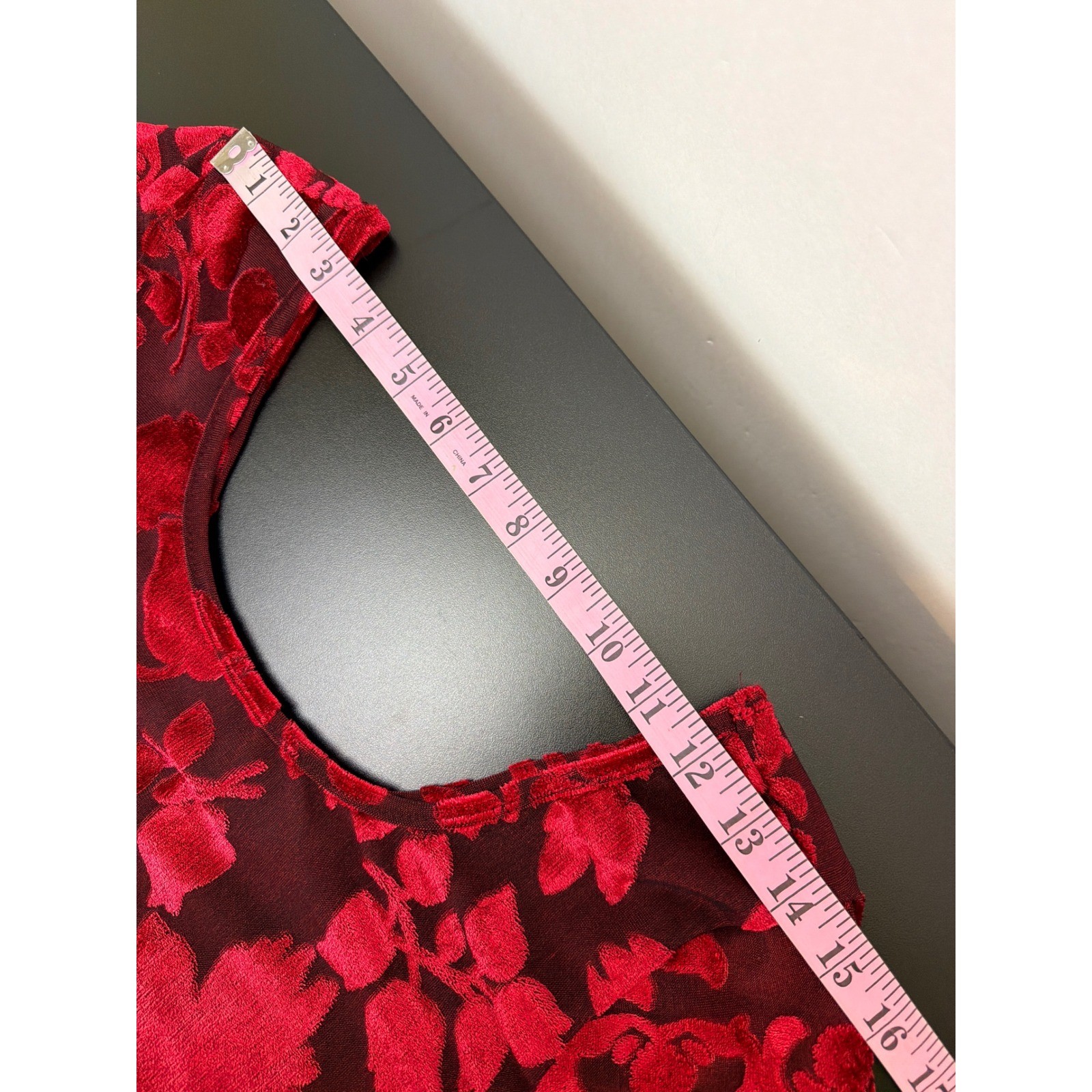 Vtg Caroline Wells Red Velvet Burnout Floral Maxi Dress Size 10 Romantic Glam