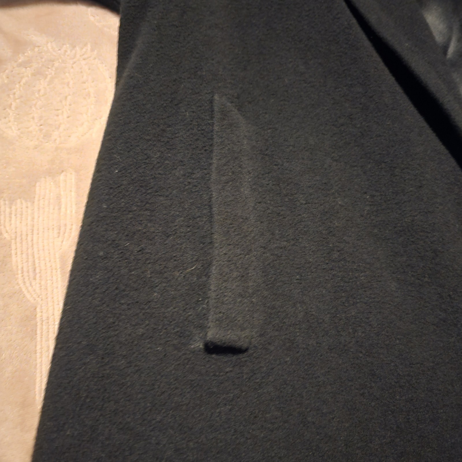Vintage Country Tweeds Einiger Black Cashmere Trench Coat Ladies Long