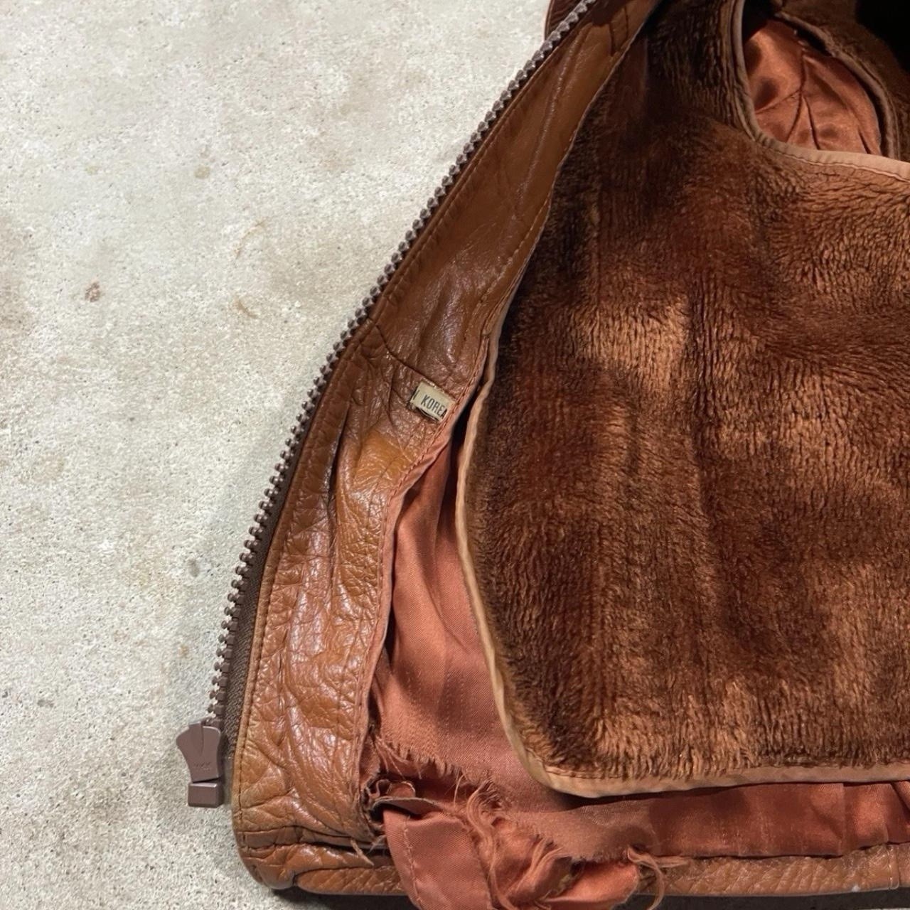 Vintage 60s Reed Leather Jacket Western Burnt Orange Zip Up Biker Mod Size 40 M