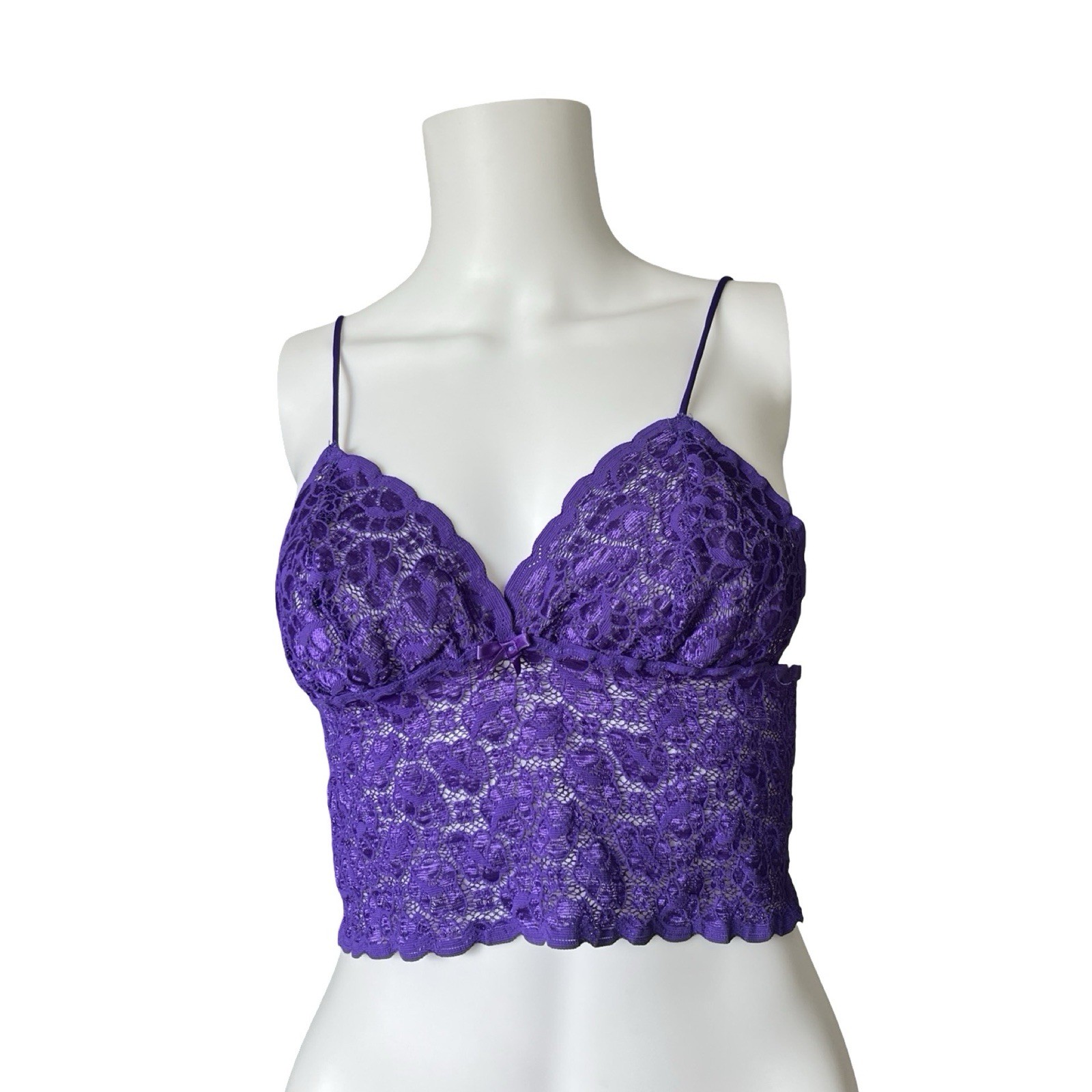 Vintage 80s 90s Alana Gale Purple Lace Bralette Lingerie Womens Size Medium