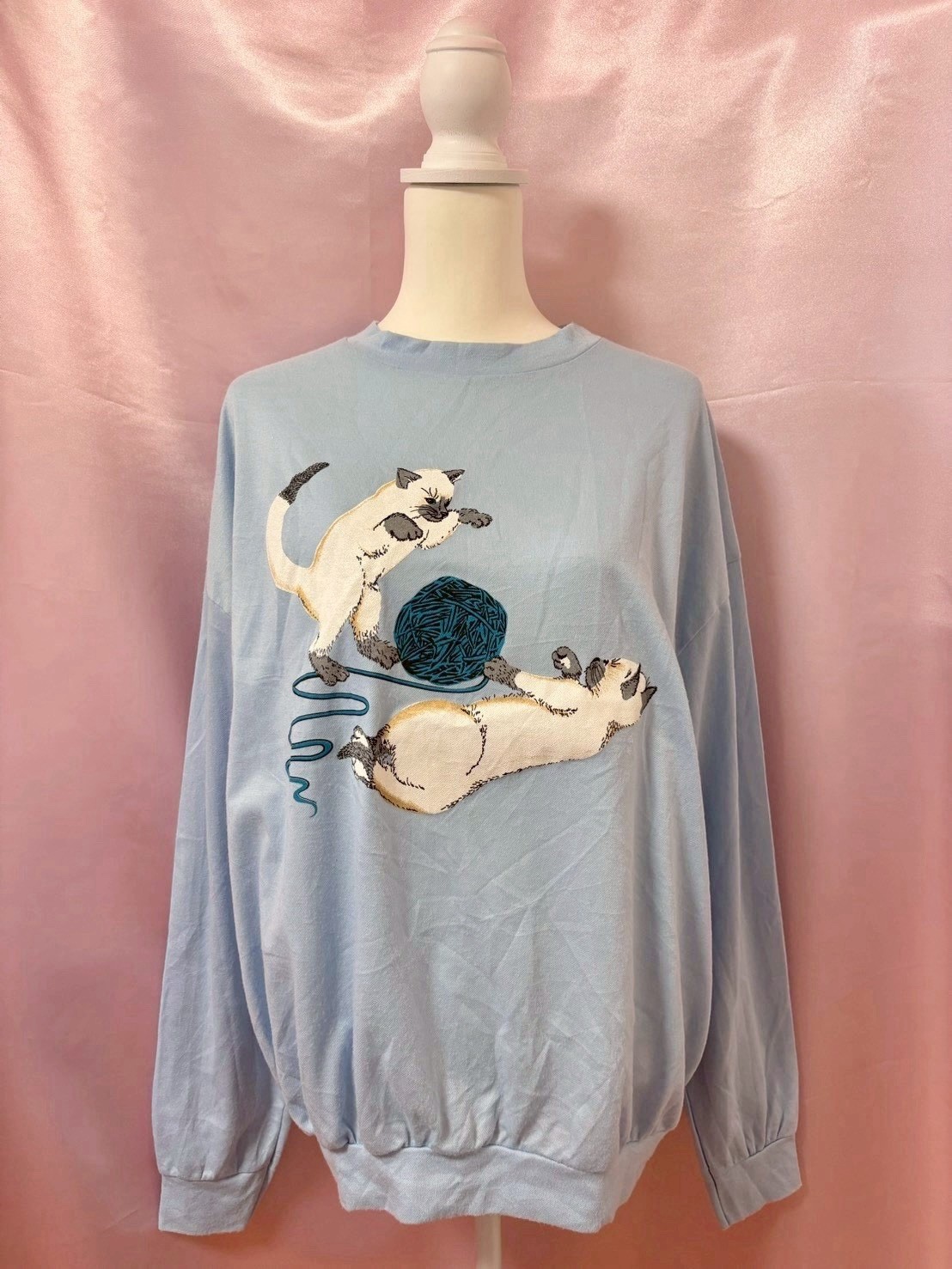 Vintage 1980s Cat Graphic top Made in USA Size XL Kitty