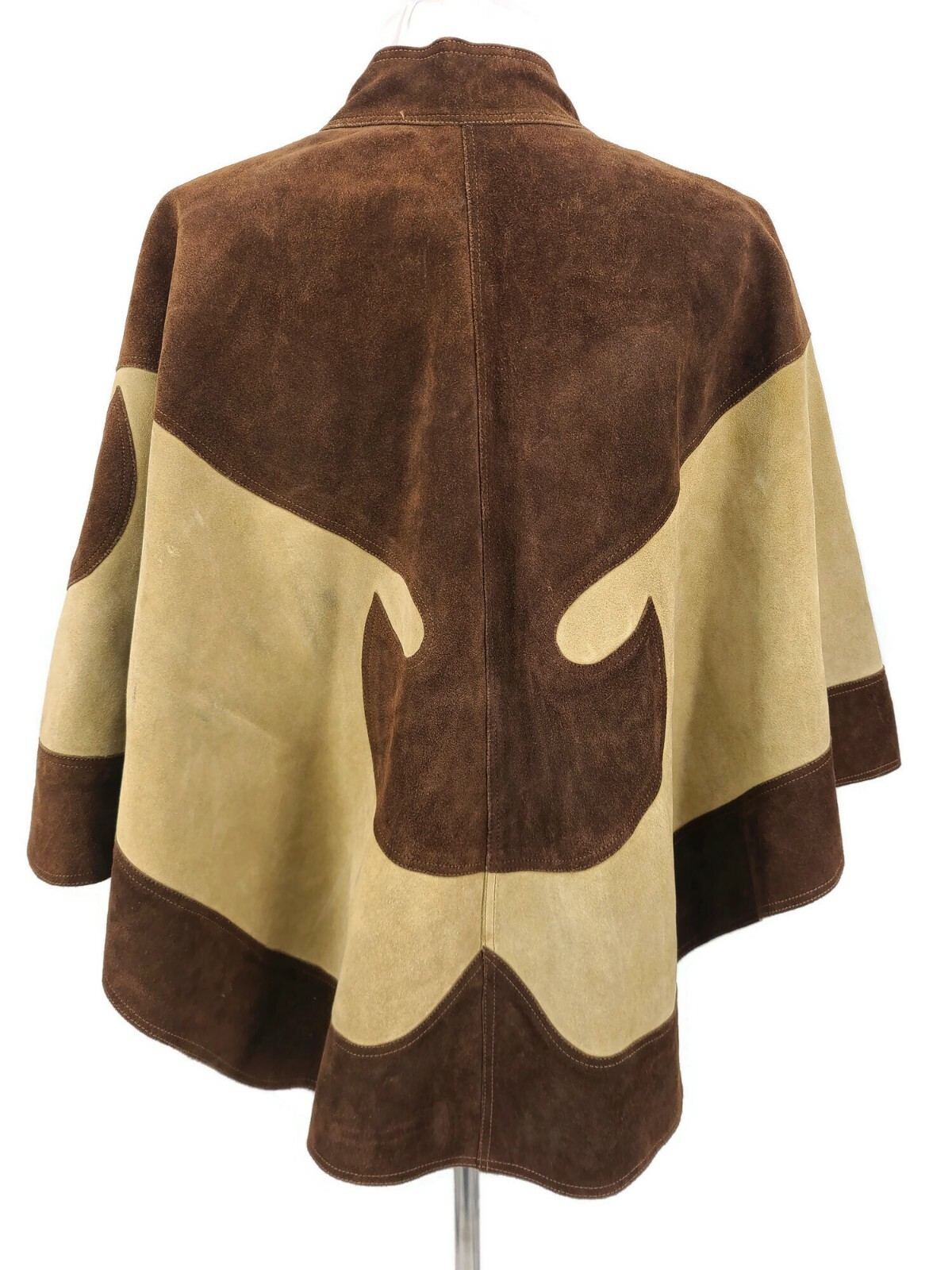 Vintage Penelope Leather Suede Cape Womens One Size Brown Swirl Mexican