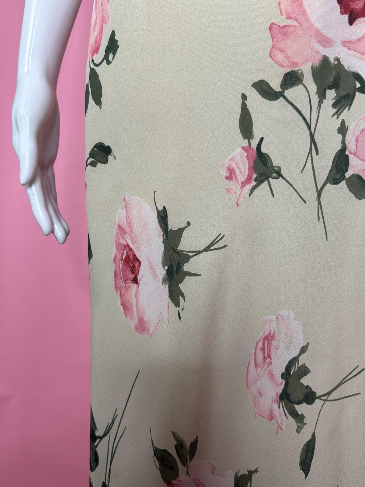 1990s-Y2K HAMPTON NITES ROSE Watercolor Floral Print Maxi Slip Dress. Medium.