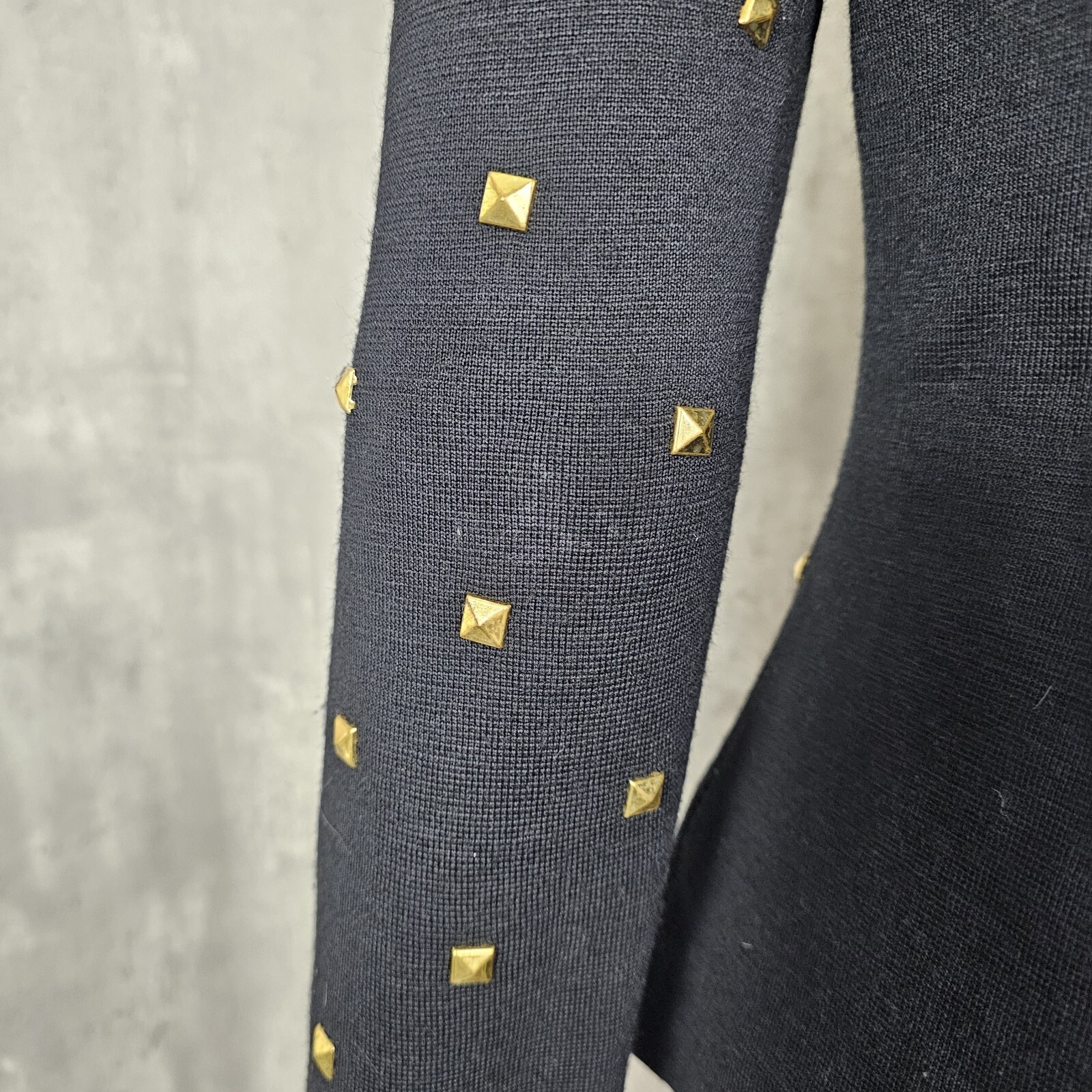 Vintage 80s 90s Outlander Collection Black Skirt Suit Gold Pyramid Studs Career