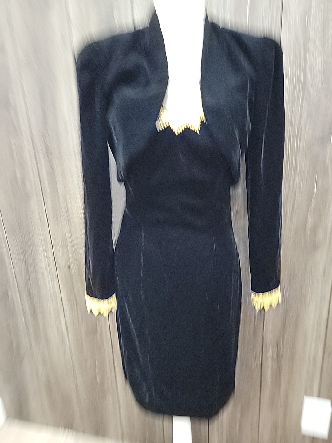 VTG 80s KAREN LUCAS for NIKI Off Shouder Black Velvet Goth Cocktail Dress 6/2pc