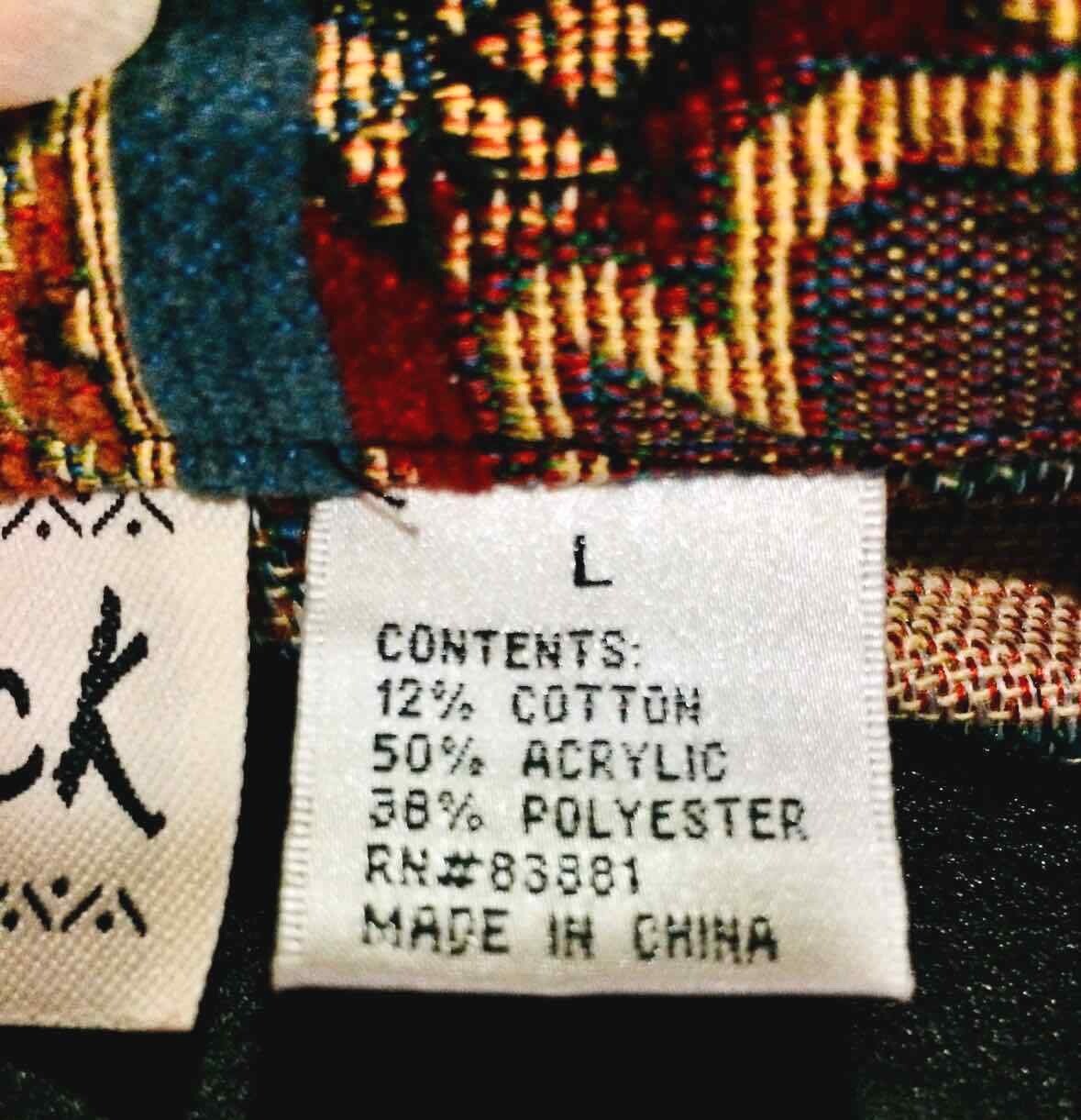 Tapestry Jacket Flashback Burgundy Green Black Womens Size L Unlined