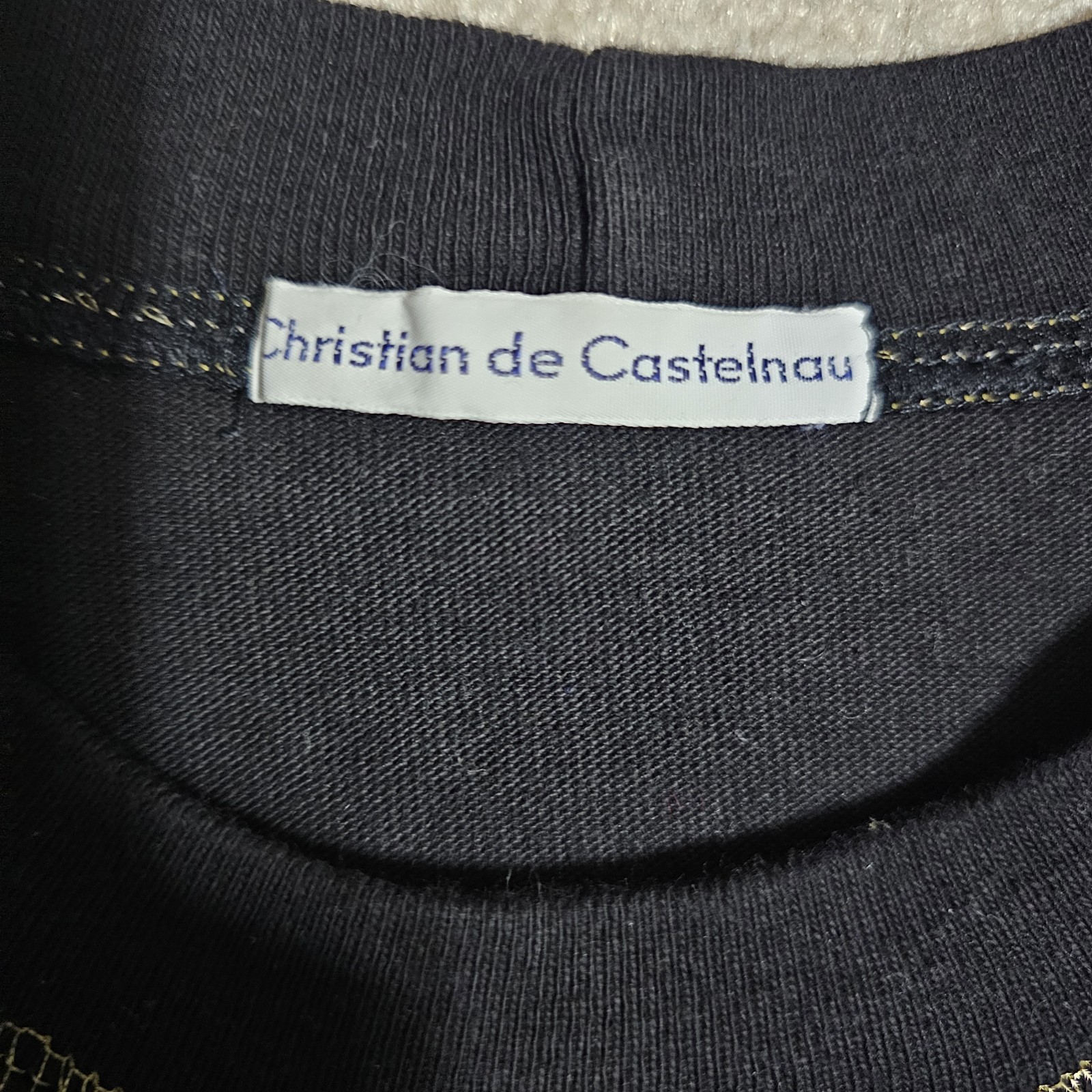 Vtg Christian de Castelnau Bow Frog Closure Sweatshirt L