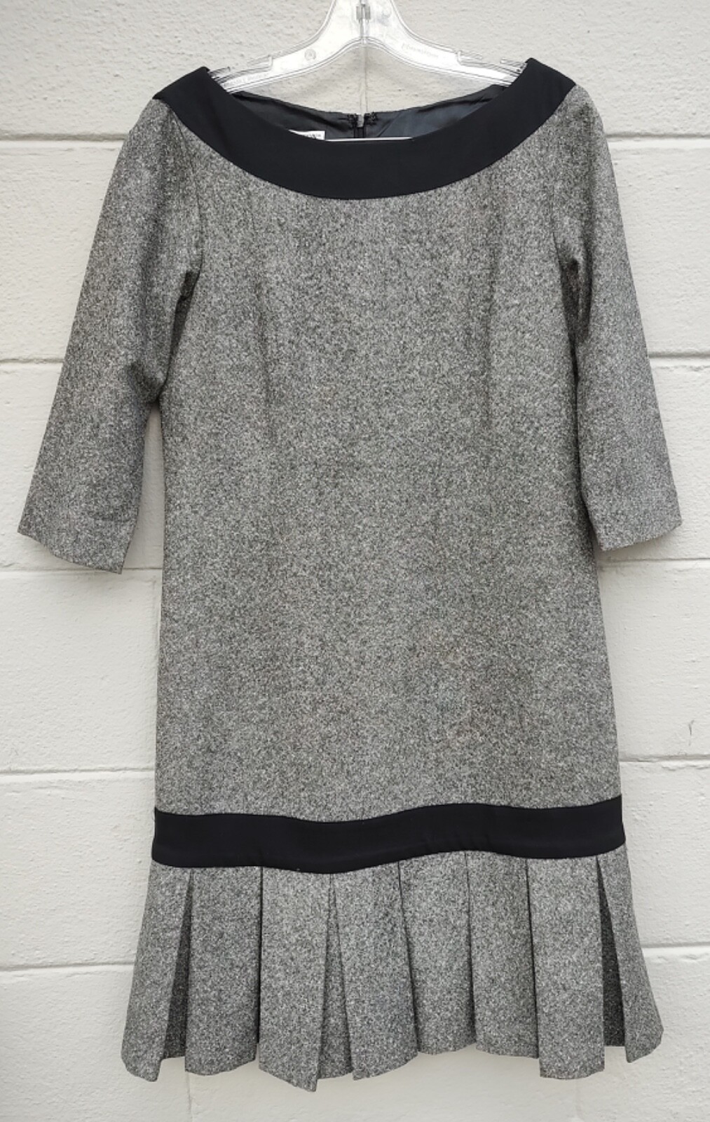 Pendleton Wool Silk Blend Dress In Black Size 8 Pleated Drop Waist Vintage