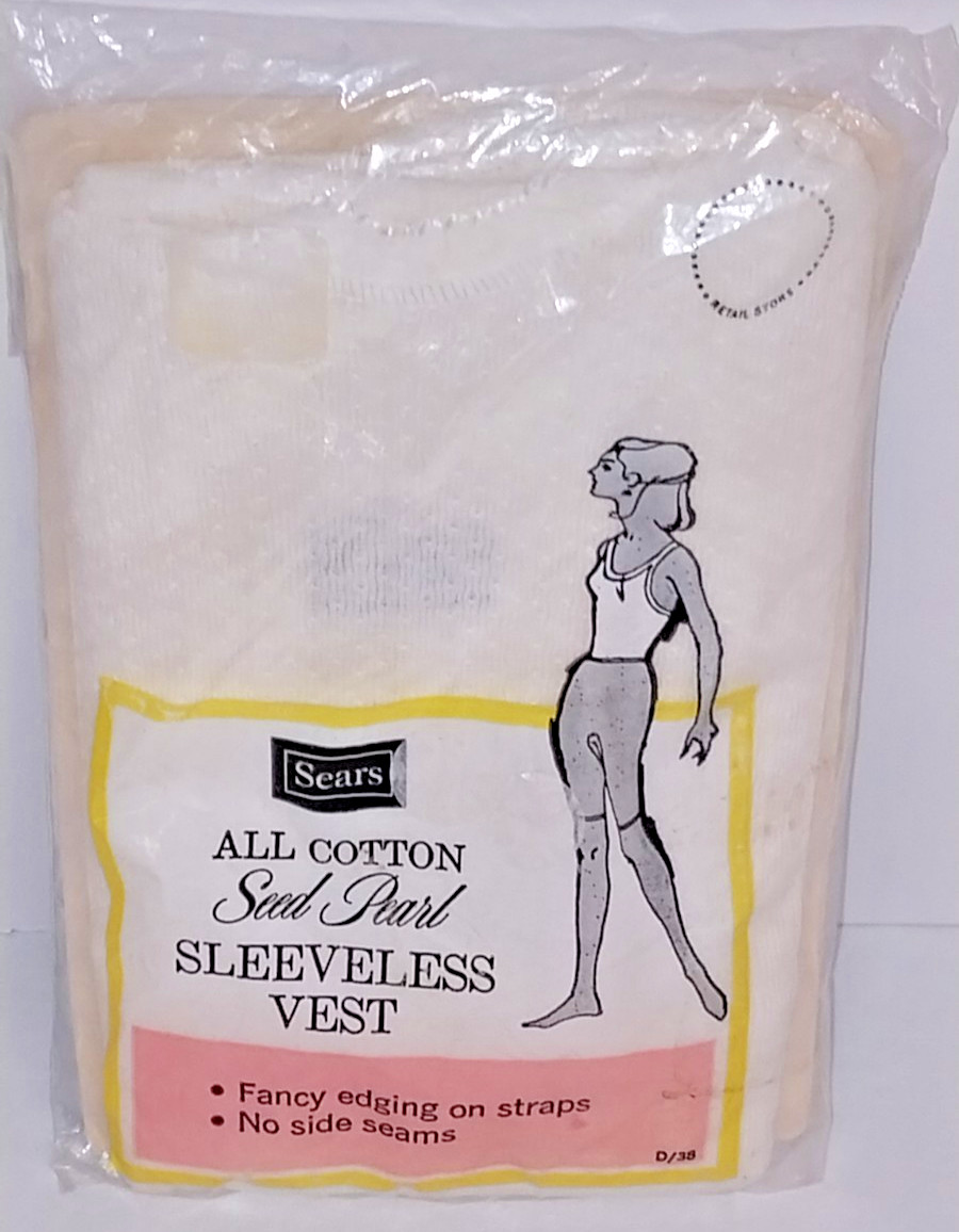 Vintage Sears All Cotton Seed Pearl Sleeveless Vest Womens 41/44 X Large NOS NEW