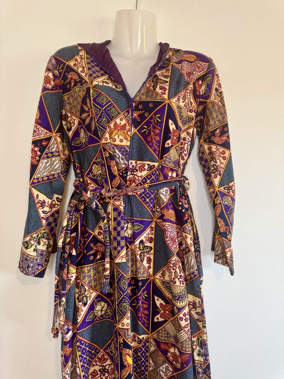 70s Berkleigh Juniors Vintage Hooded Caftan Hippie Boho Bohemian Festival