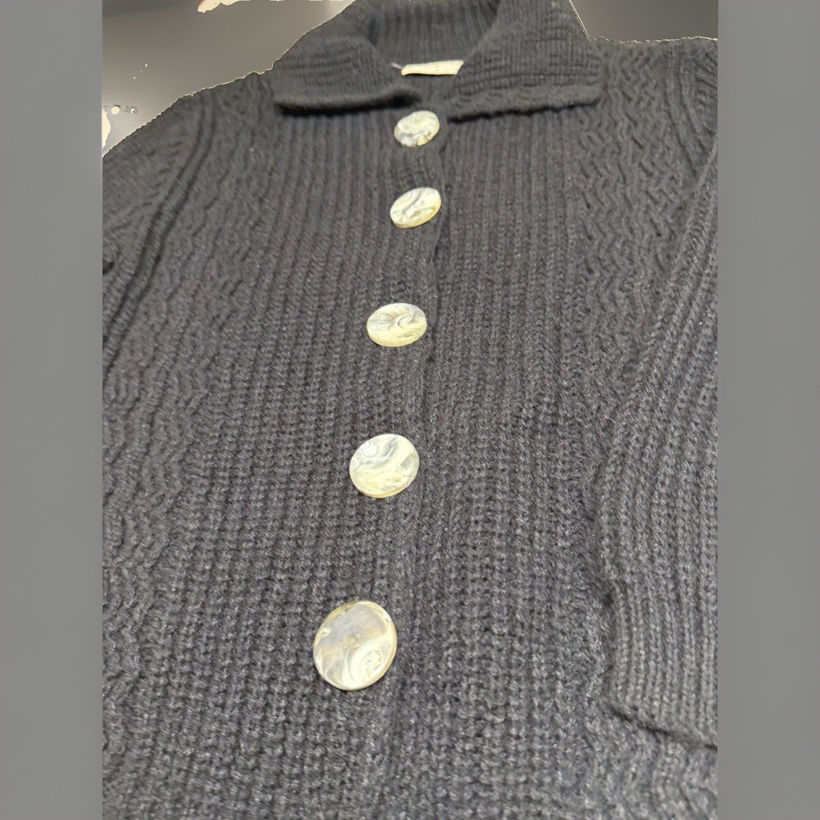 Vtg 60s Orlon Acrylic Cable Knit Cardigan Sweater Chunky Marbled Buttons L NOS