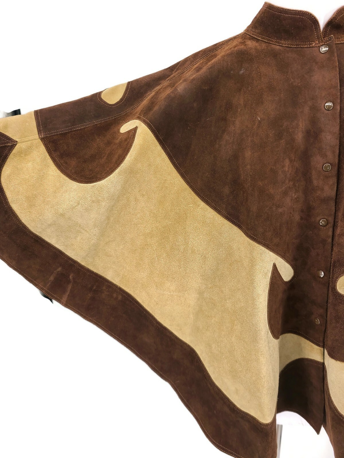 Vintage Penelope Leather Suede Cape Womens One Size Brown Swirl Mexican