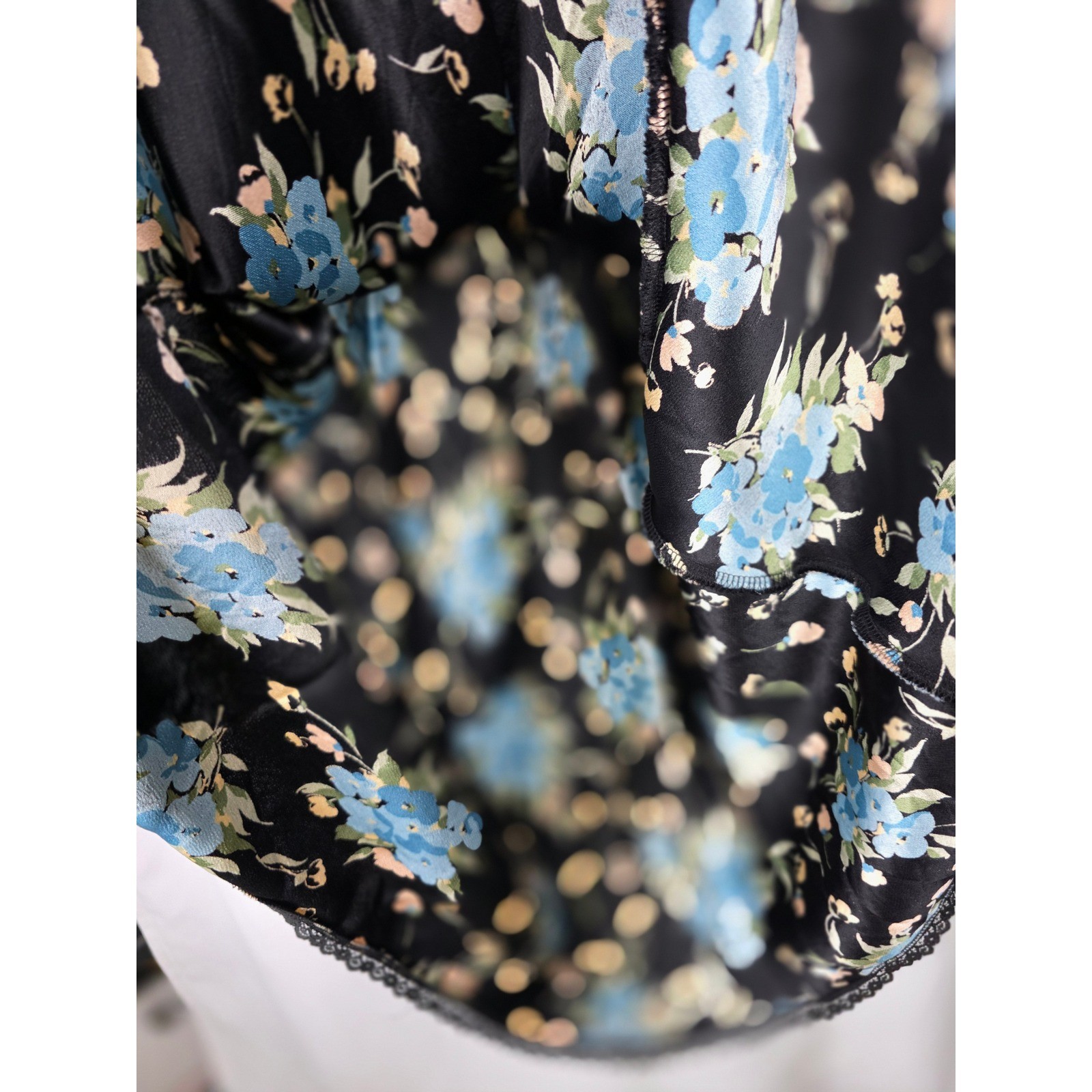 Betsey Johnson Black Label Slip Dress Womens 10 Black Floral Vintage Asymmetric