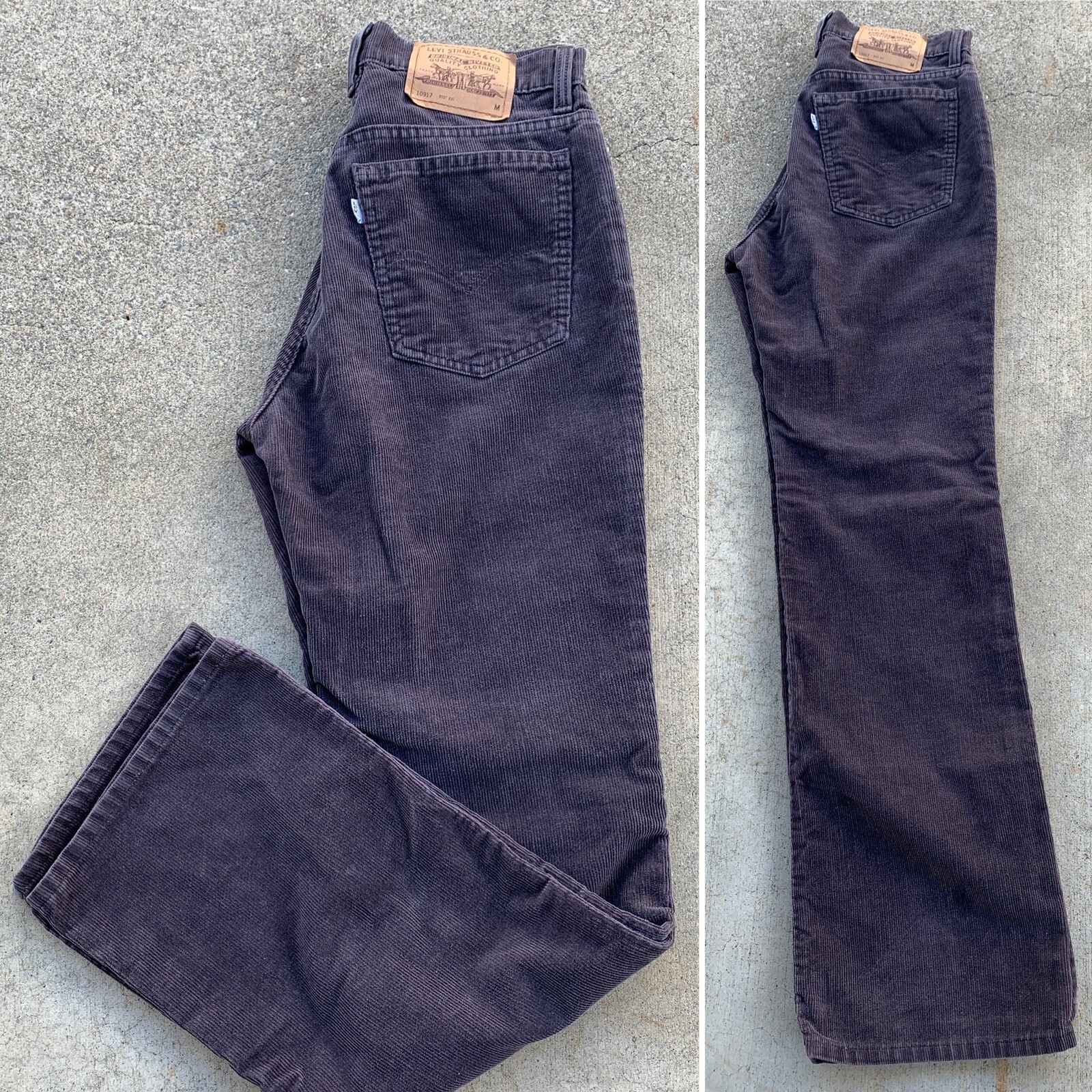 Vintage Levis 917 Boot Cut Corduroy Pants Made In USA 11 JR M 30” Waist Gray