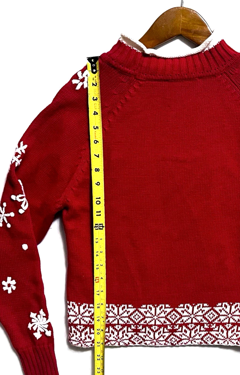 Vintage Michael Simon Embroidered Applique Christmas Snowman Sweater size Medium