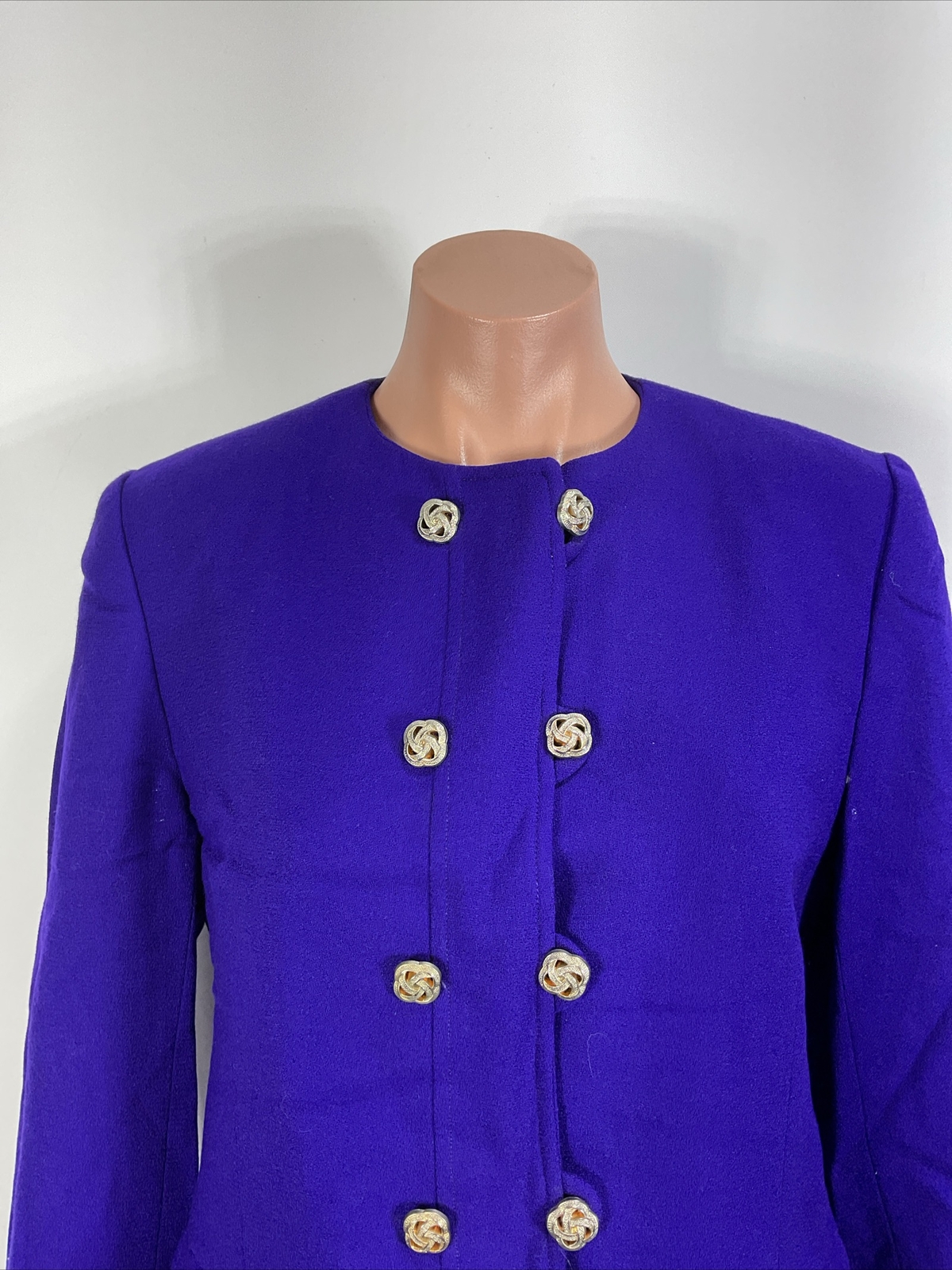 Vintage Herbert Grossman Wool Skirt Suit 2-Pc Set 6 Royal Purple Made USA