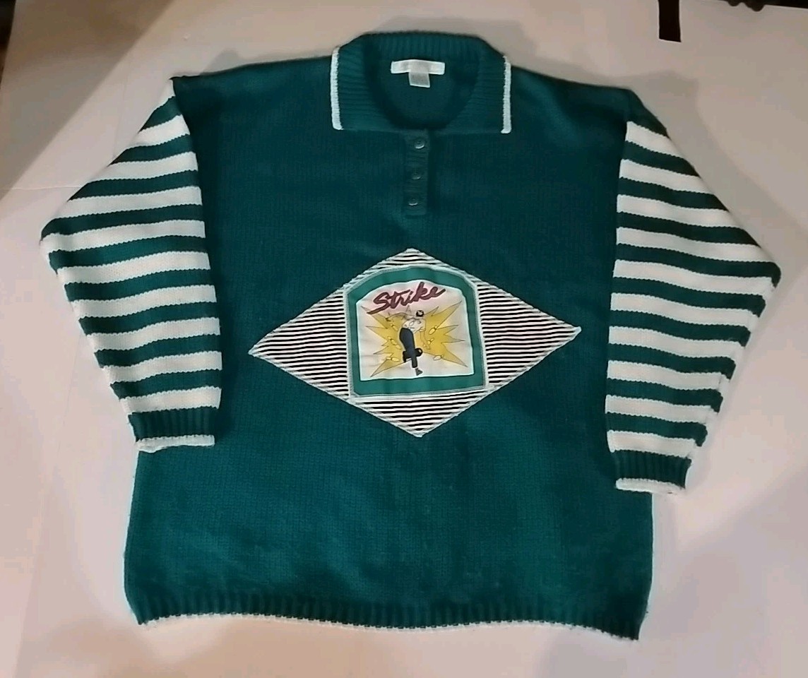 VINTAGE Jamie Scott JERI – JO Bowling Theme Sweater SZ. S 100% ACRYLIC