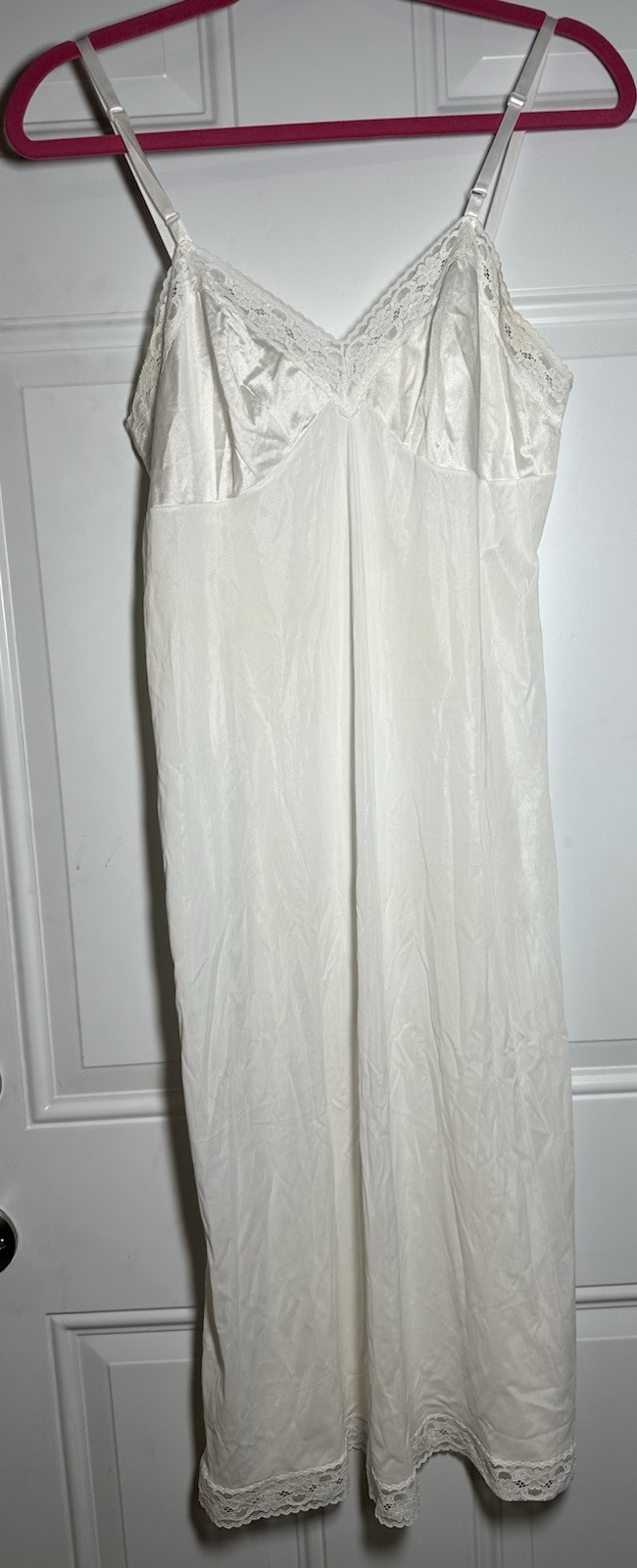 Vintage Vanity Fair Full Dress Slip Lace Accents Size 36 White #10-103