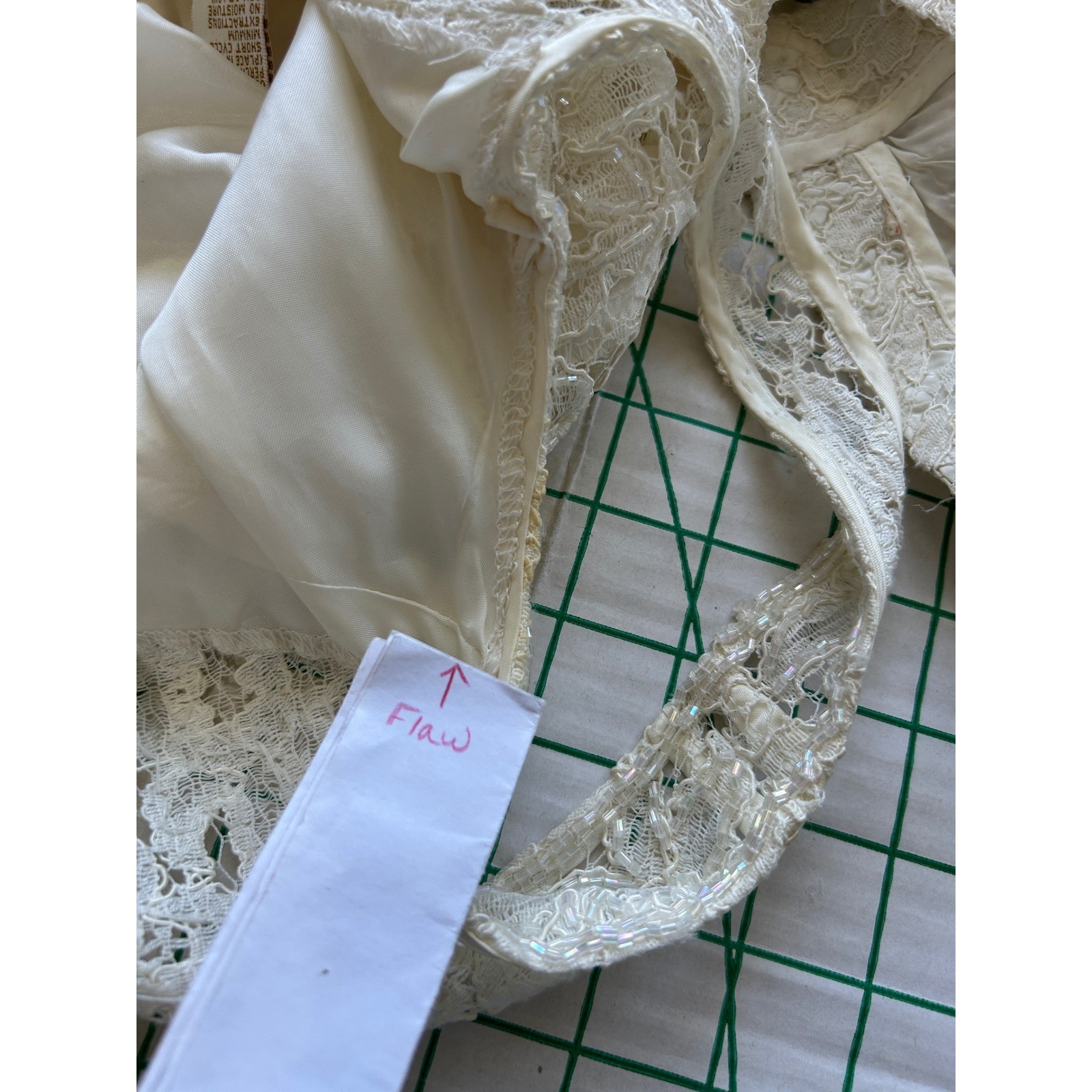 Vintage 90s Cache Ever After Ivory Lace Sequin Maxi Gown Dress Womens 6 Ivory