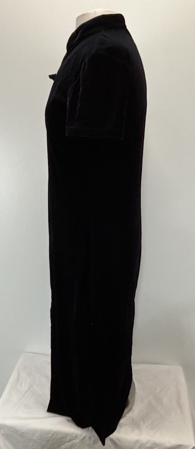 Vtg Dressing Clio Velvet Velour Midi Dress Sz Medium Black Asian Goth Witchy USA