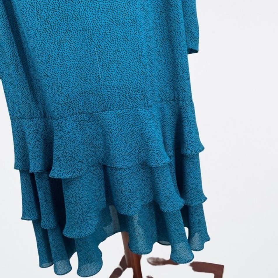 Lorac Original Vintage Teal Blue Ruffle Tiered Midi Dress Plus Size 22