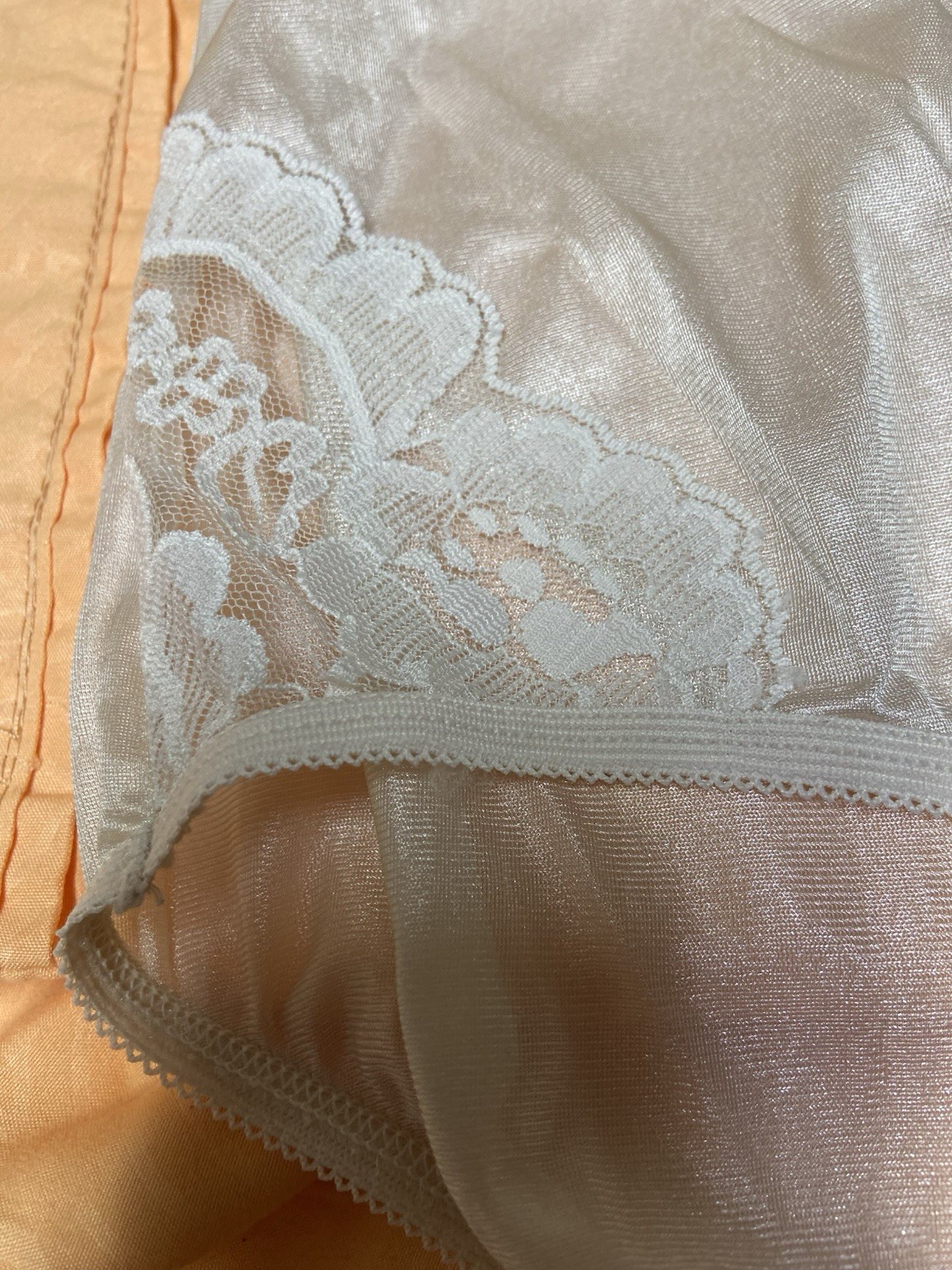 Vanity Fair Vintage Ivory Sheer Sexy Silky Sissy Granny Satin Panties Size 8