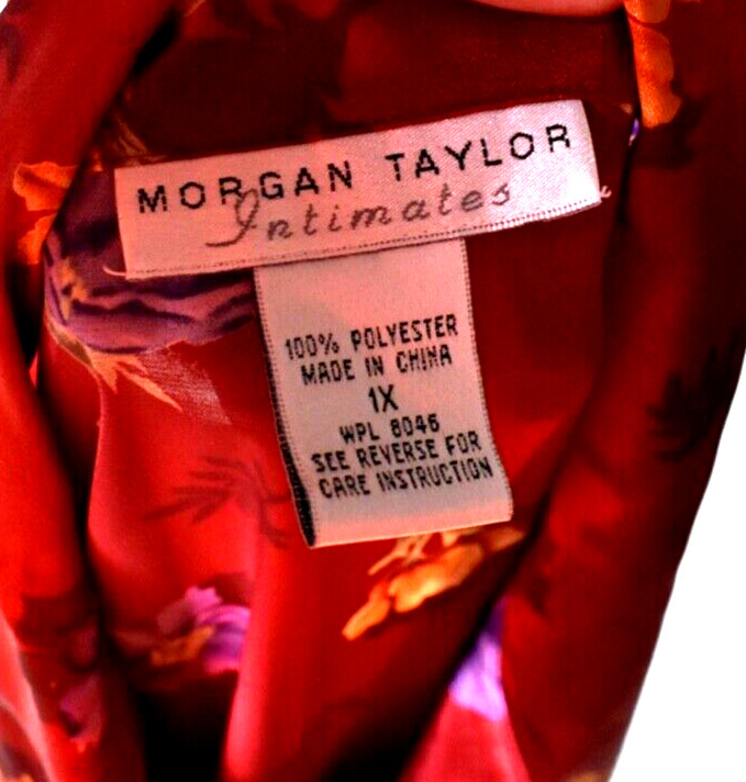 Morgan Taylor Intimates Satin Night Shirt Lingerie PajamaFloral Plus Size 1X VTG