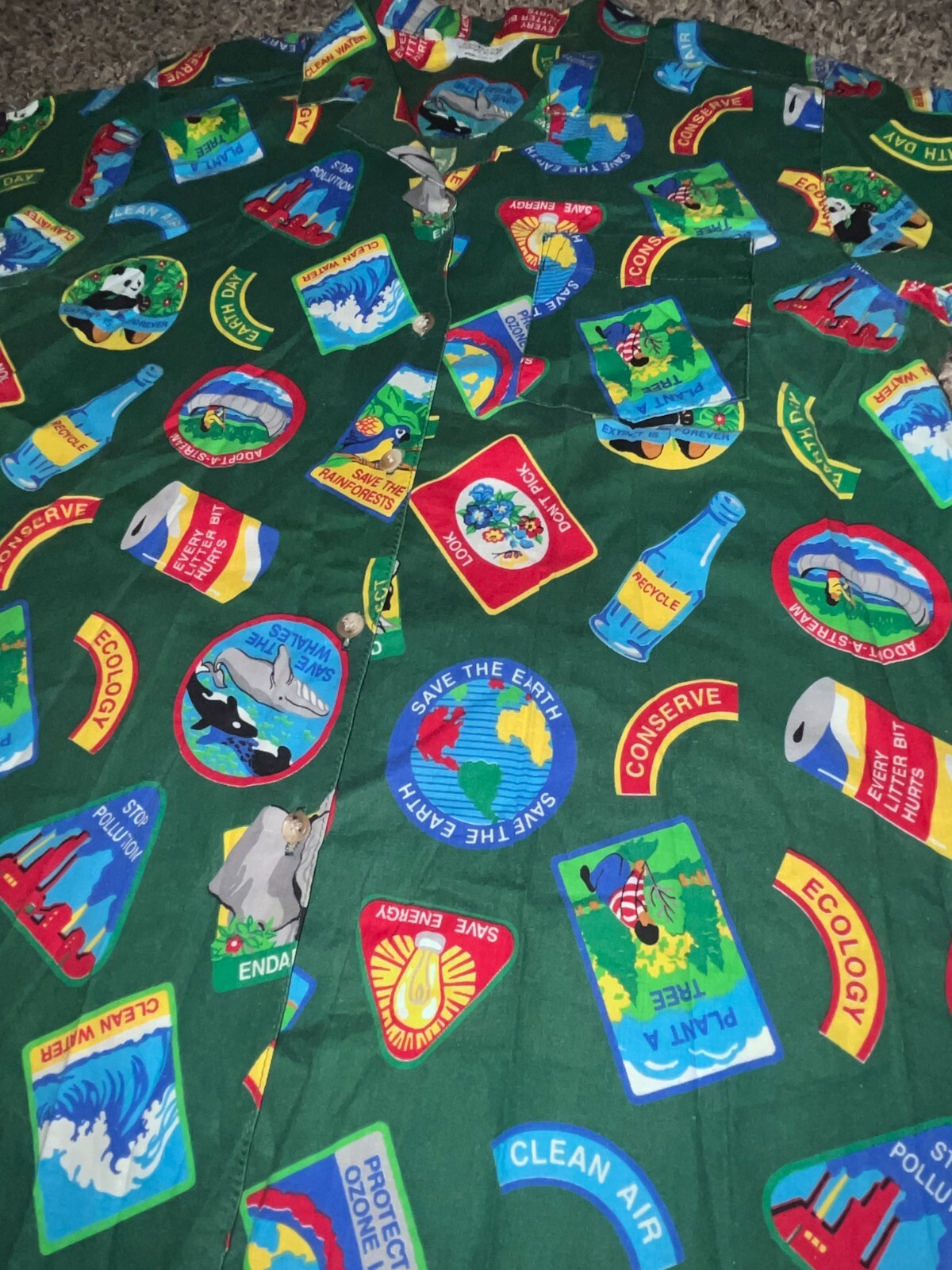 Vintage 90s Gotcha Covered Short Sleeve Print Shirt Earth Day Environmentalist