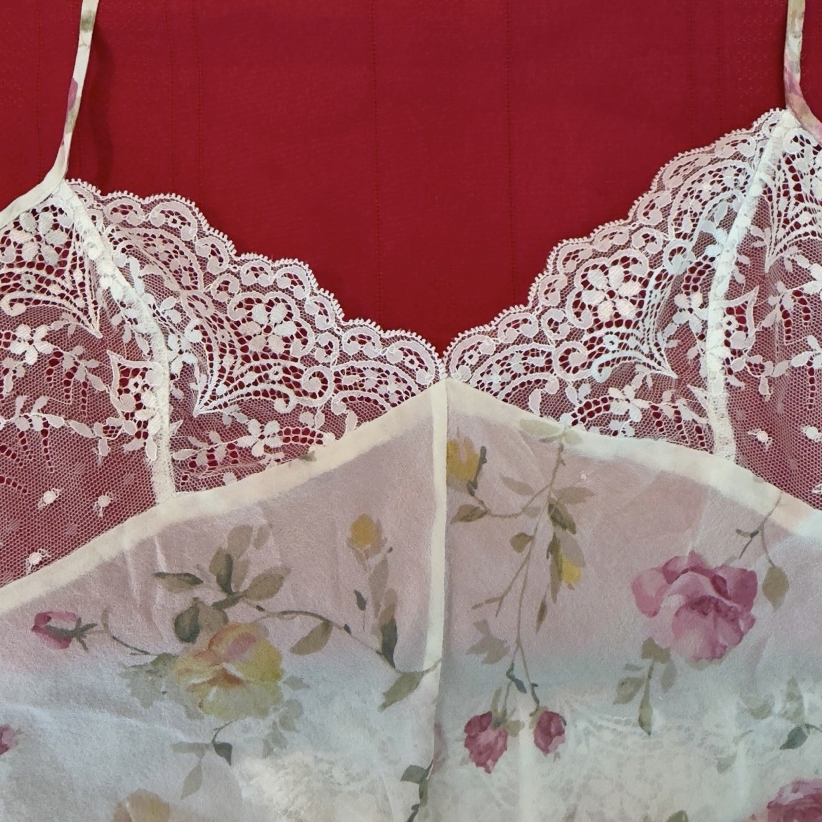 VICTORIA’S SECRET … 100% Silk Chiffon Lace Teddy Bodysuit … Size S