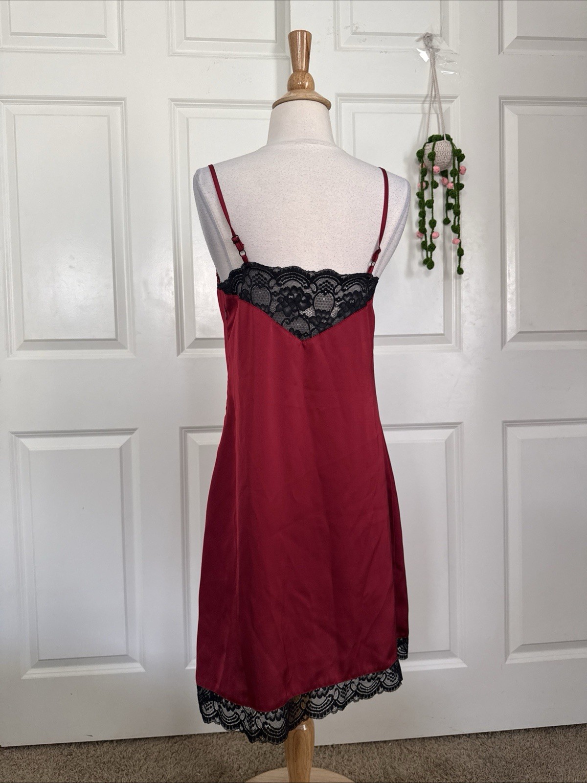 Vintage 90s 'Belle Poque’ Red Black Lingerie Slip Dress Sz S Whimsy goth Lace