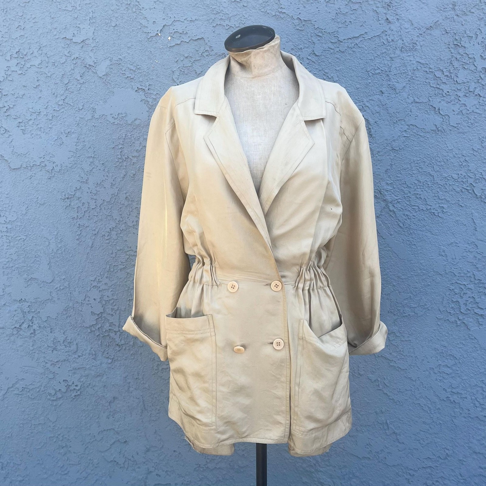 Womens Silk Jacket Trench Blazer size S/M by Charles Glueck