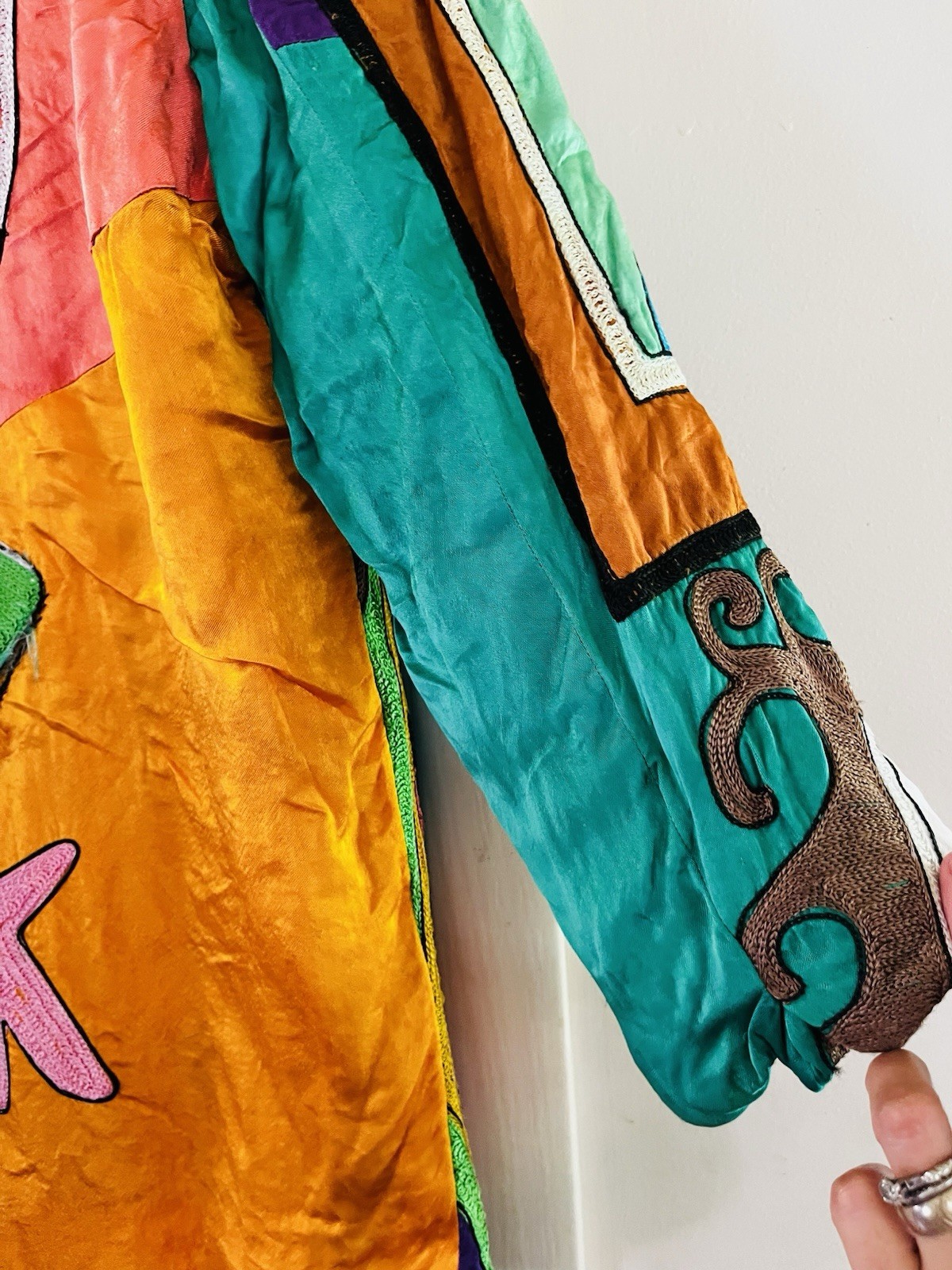 VTG Sandy Starkman Wearable Art Silk Picasso Inspired Boho Maximalism Jacket M