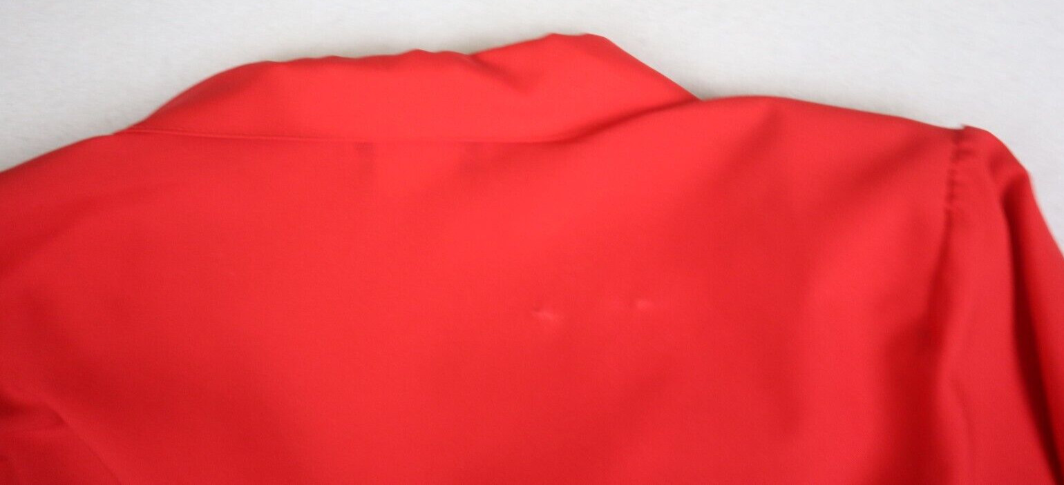 VINTAGE WOMEN’S RED LONG SLEEVE BUTTON-UP BLOUSE – LUCKY WINNER – SIZE 12