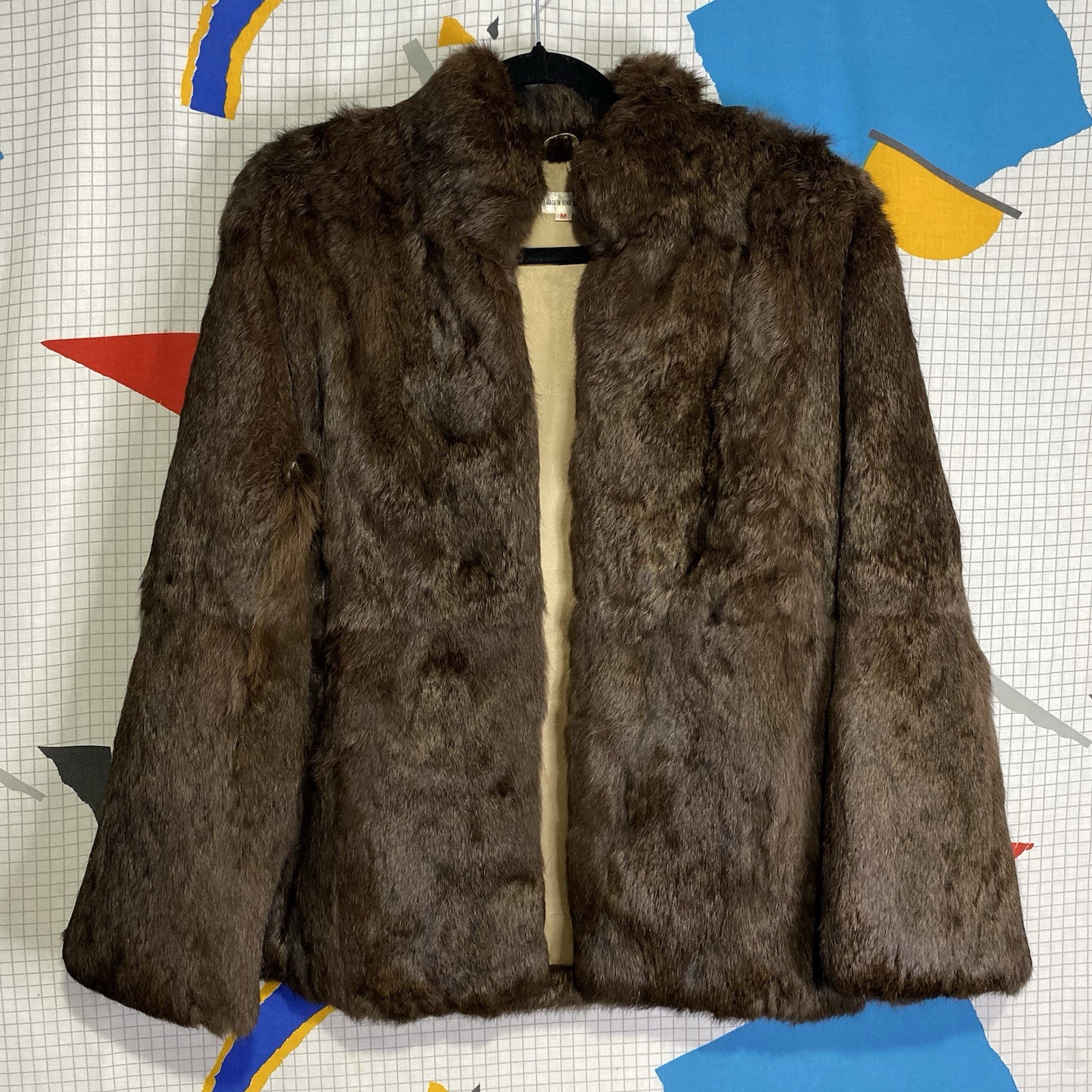 Vintage 70s Rabbit Fur Jacket Coat Medium Brown Soft Velvet Boho Mobwife Mobster